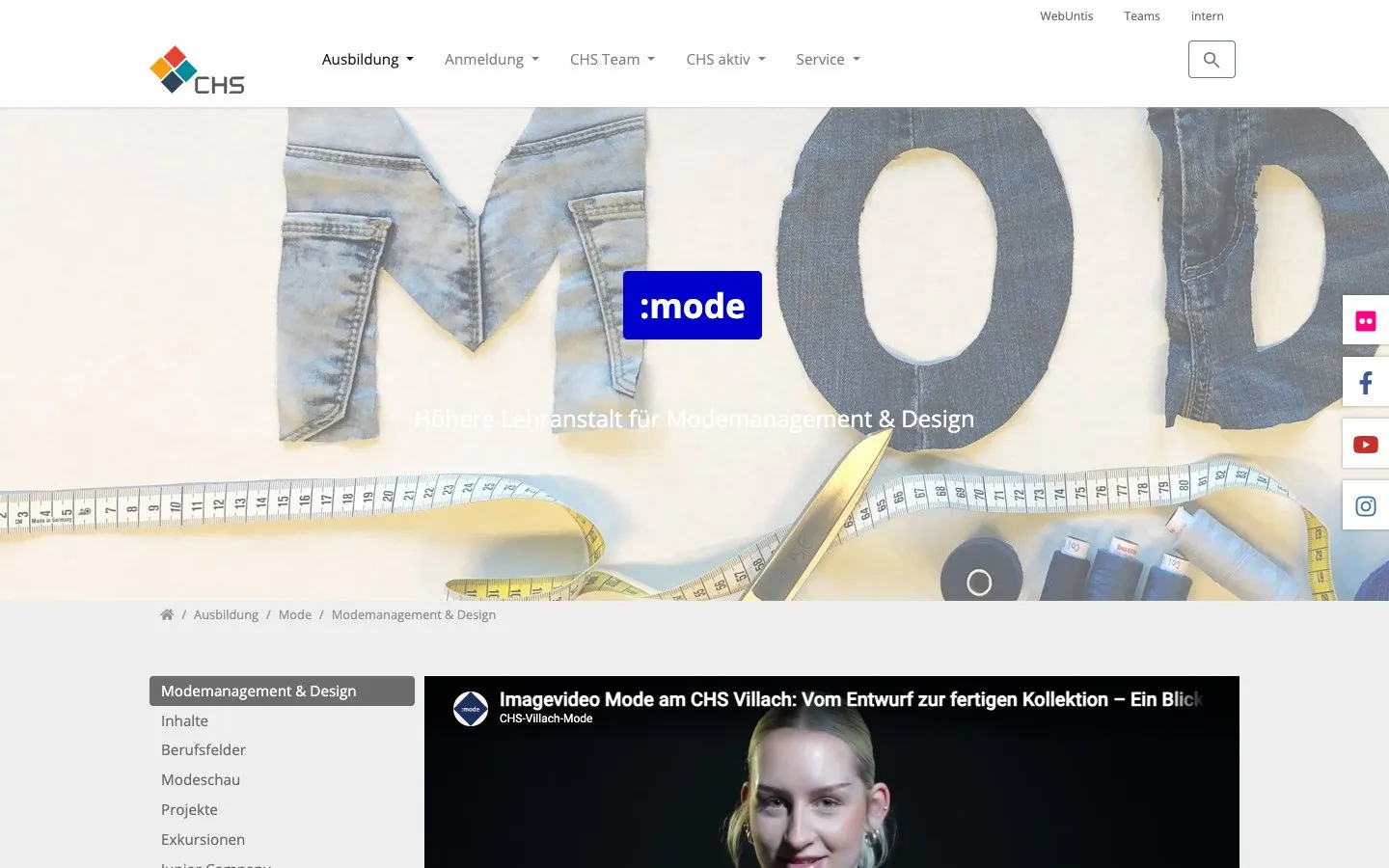 The website of CHS Villach – Mode