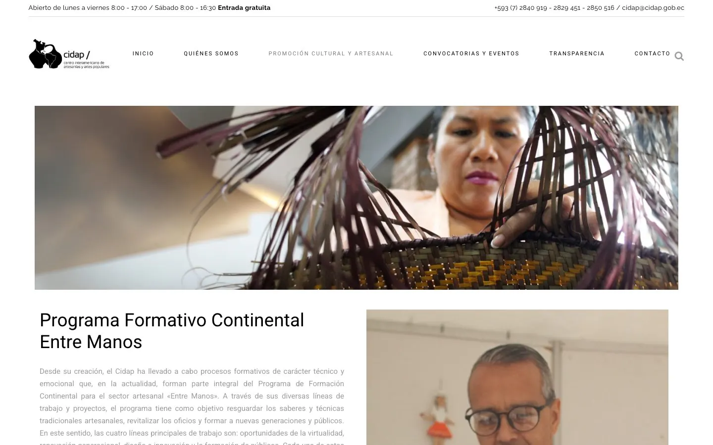 The website of CIDAP – Programa Formativo Entre Manos