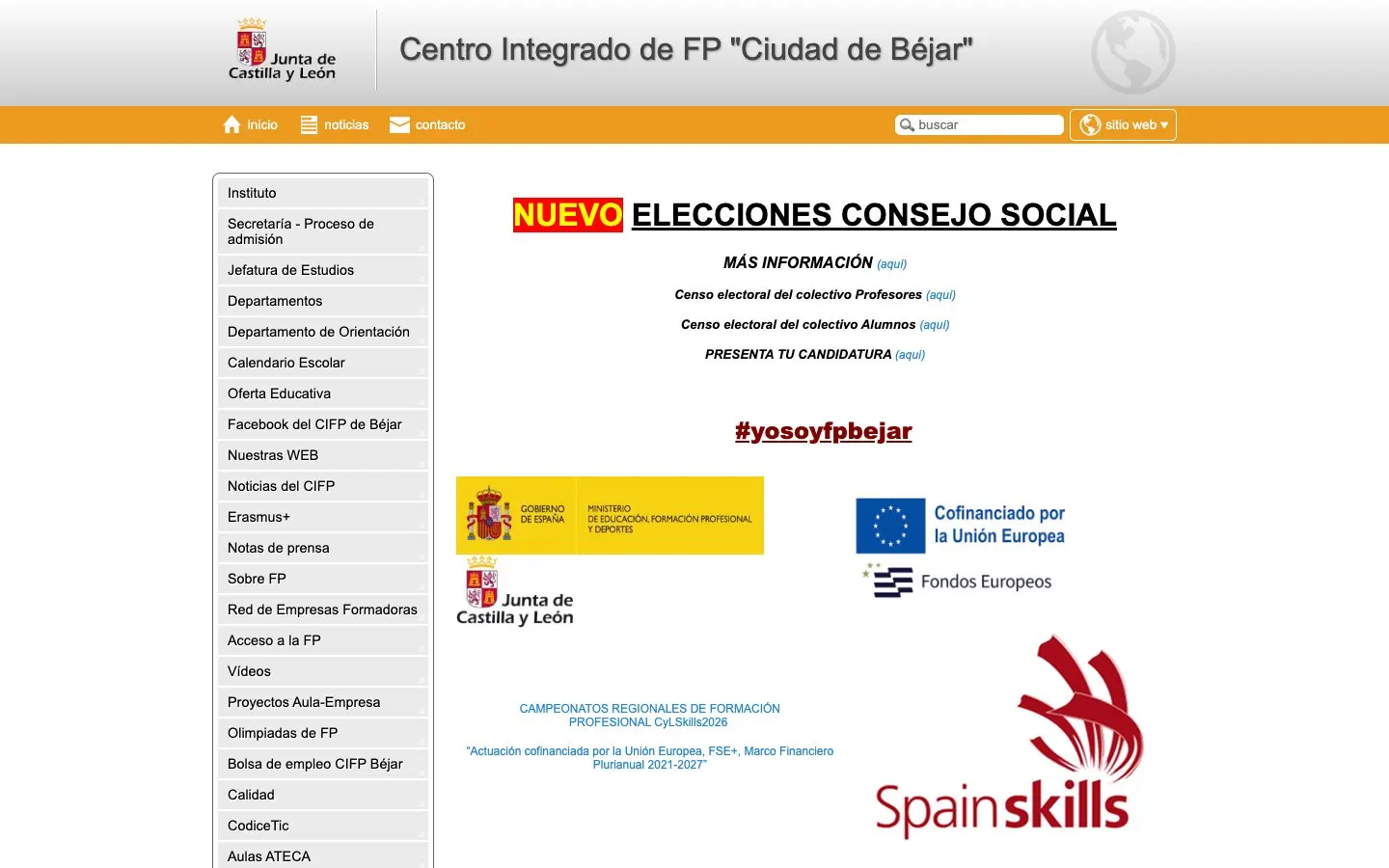 الموقع الإلكتروني لـ CIFP Ciudad de Béjar