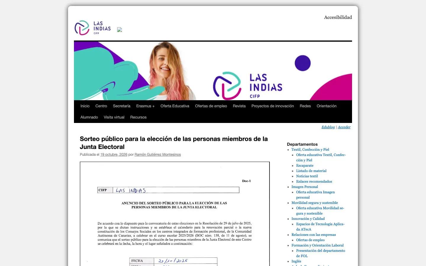 Сайт школы CIFP Las Indias