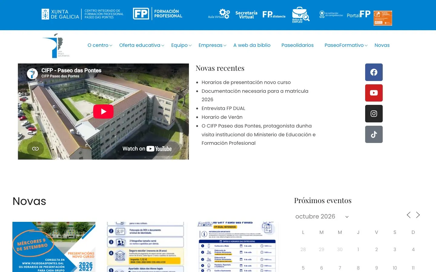 Le site de CIFP Paseo das Pontes