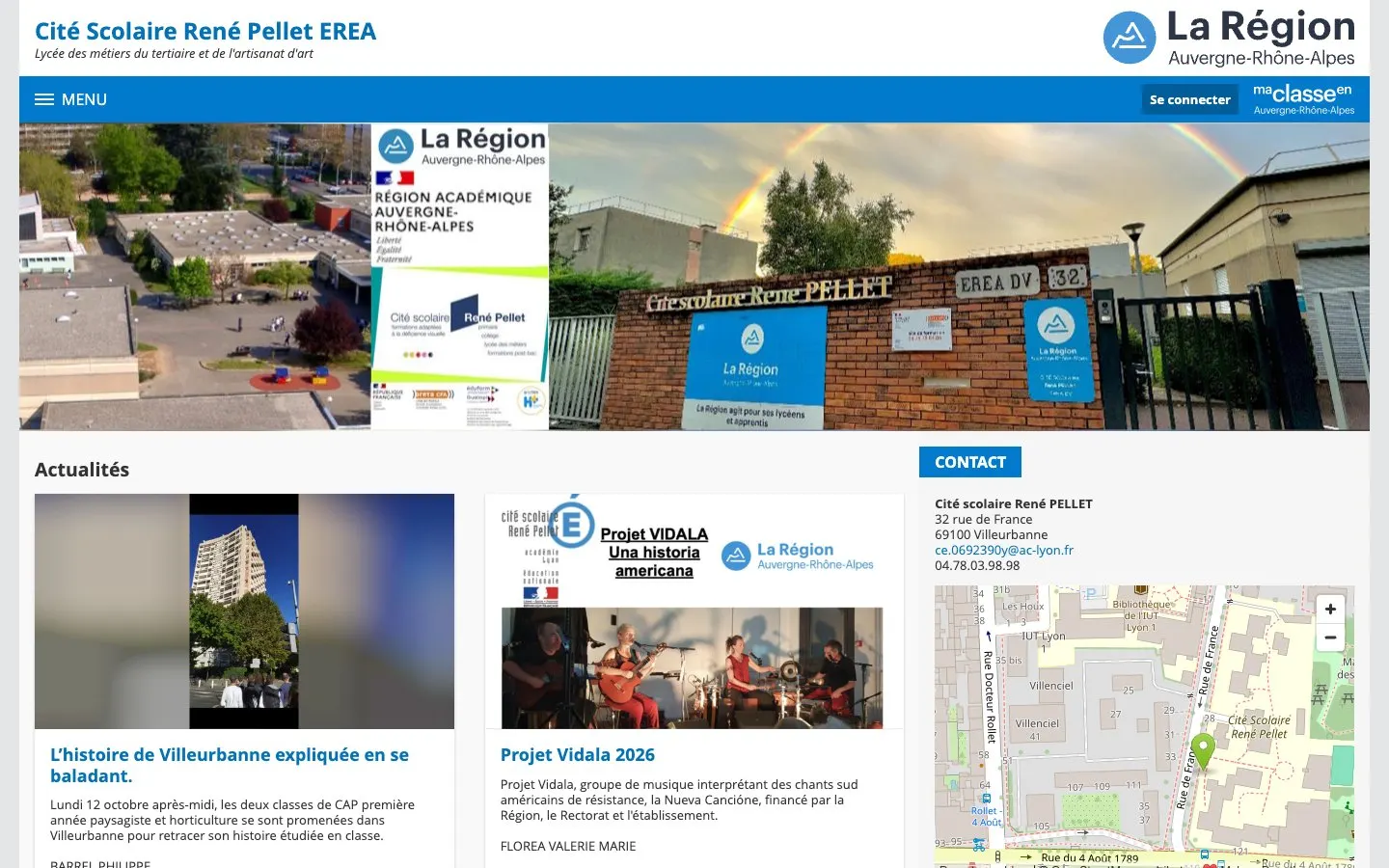 الموقع الإلكتروني لـ Cité scolaire René Pellet – EREA-DV