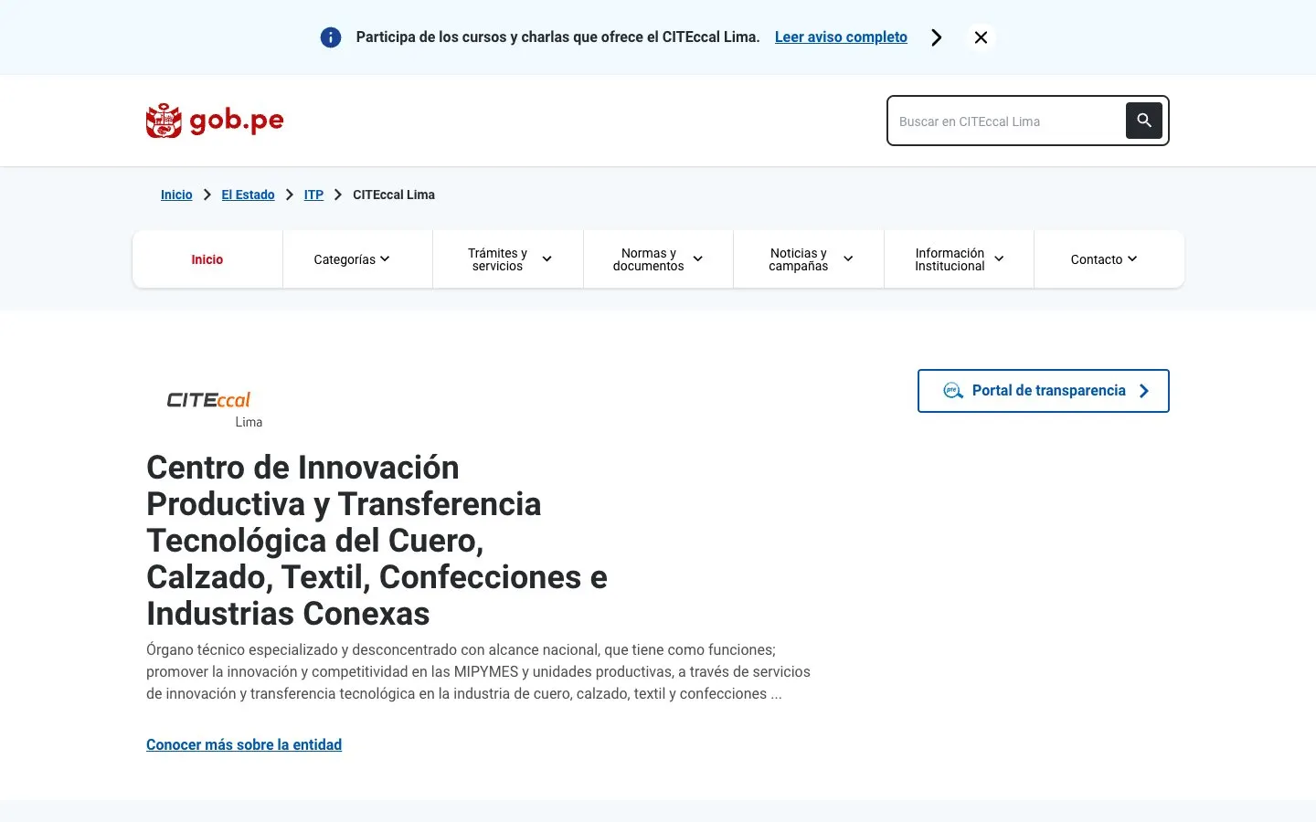 الموقع الإلكتروني لـ CITEccal Lima