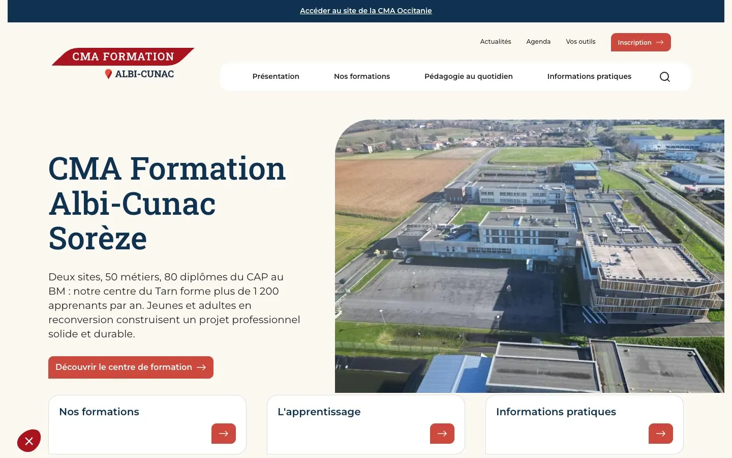 The website of CMA Formation Albi-Cunac-Sorèze