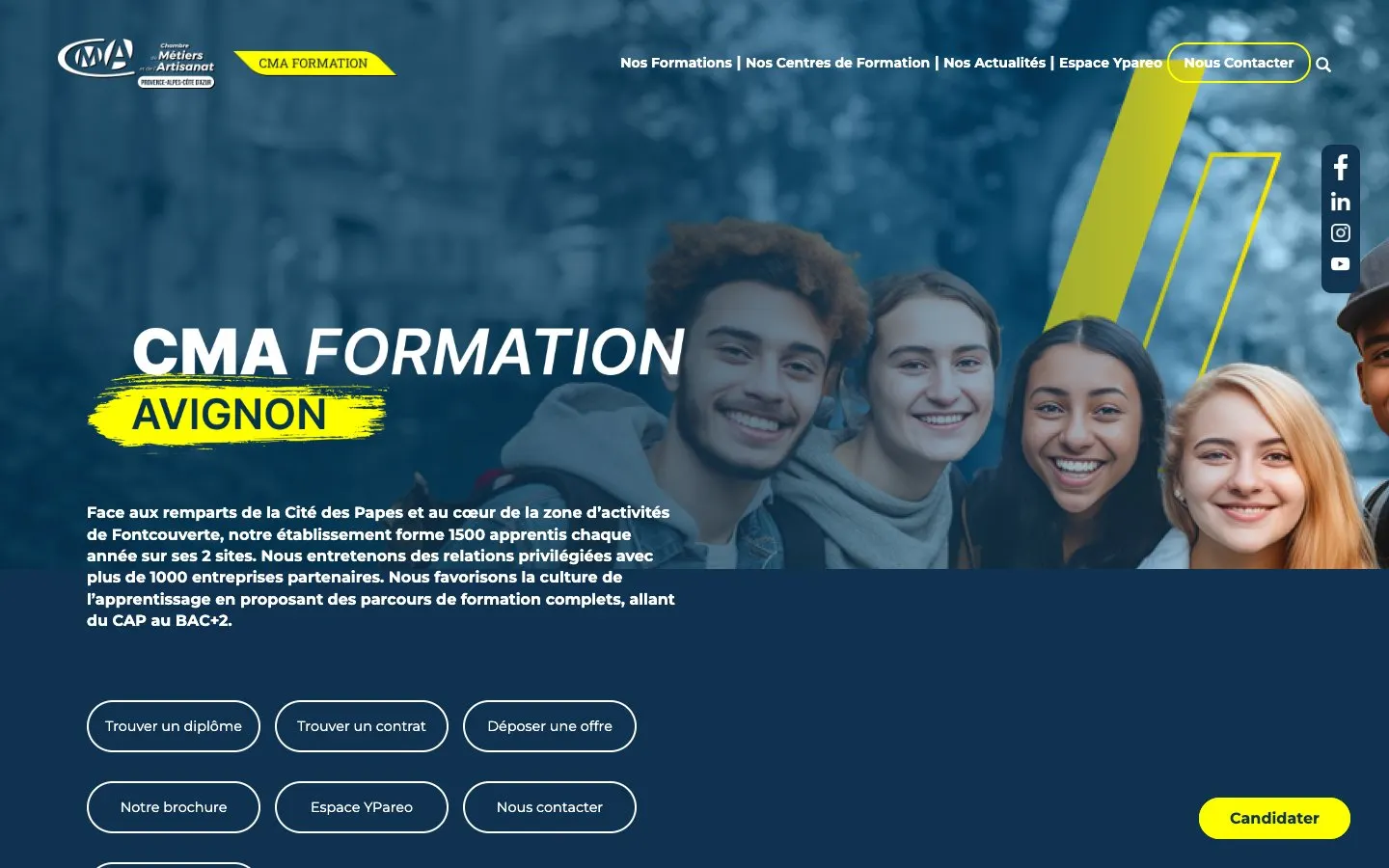 The website of CMA Formation – centre d'Avignon