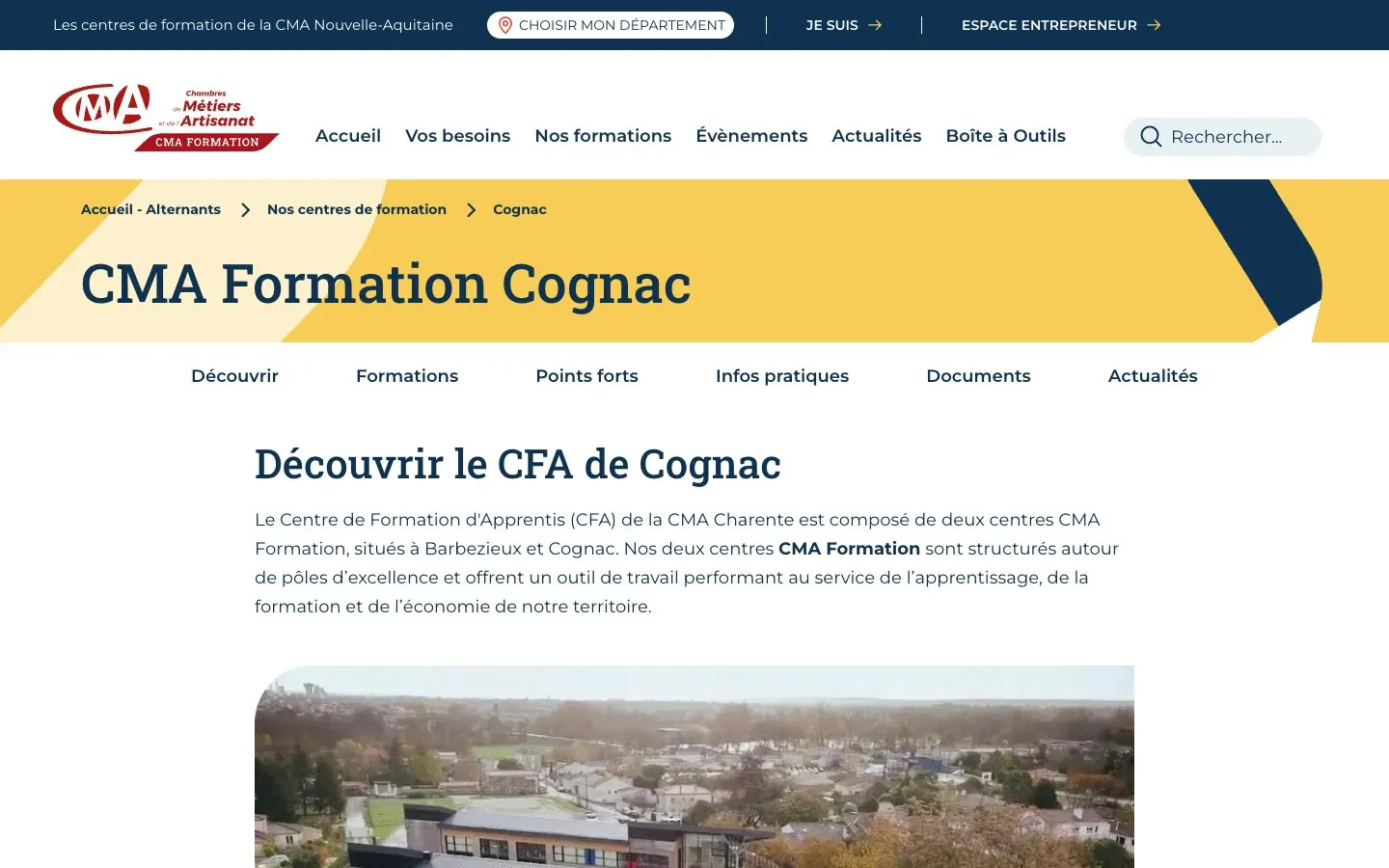 الموقع الإلكتروني لـ CMA Formation Cognac