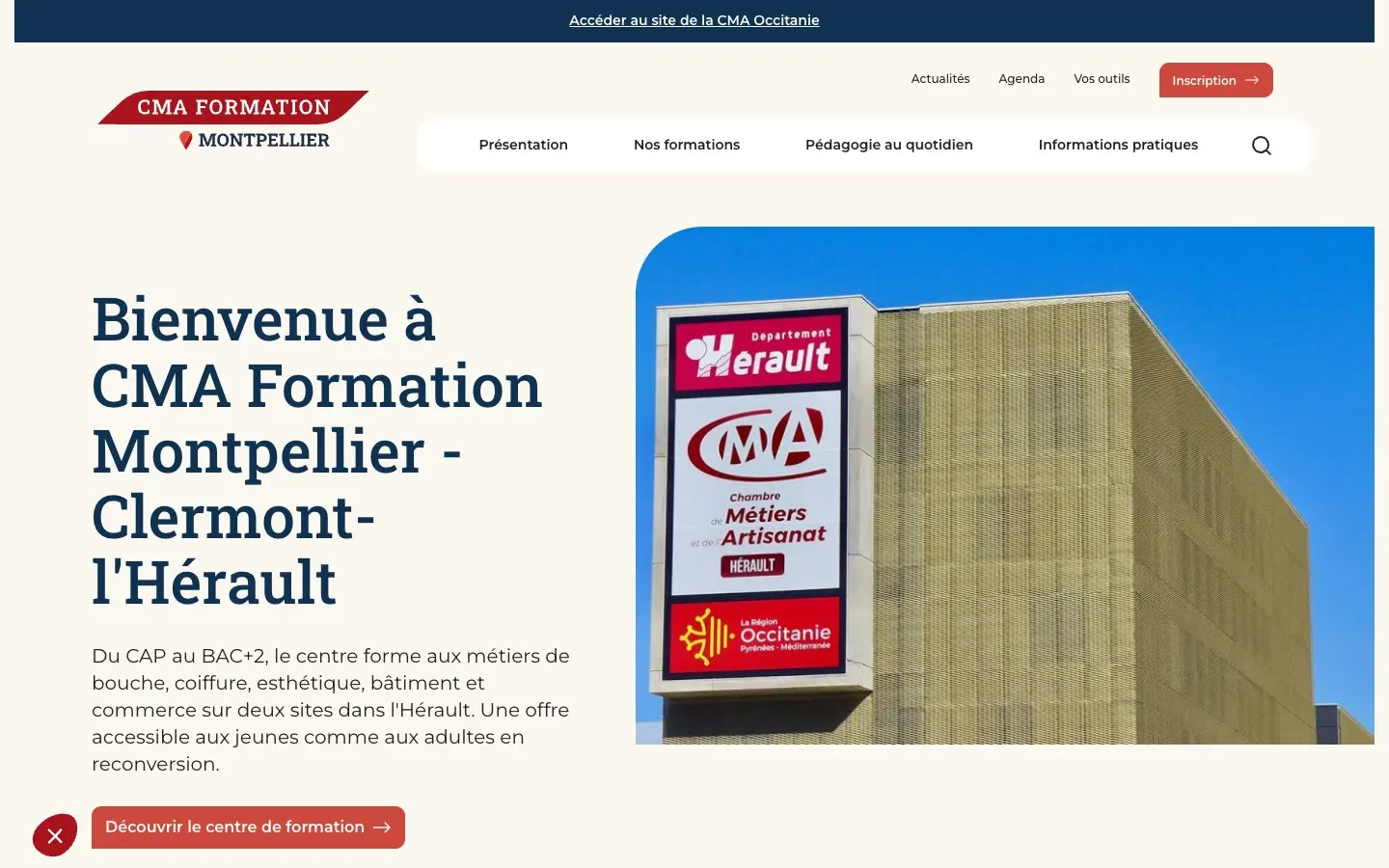 The website of CMA Formation Montpellier - Clermont-l’Hérault