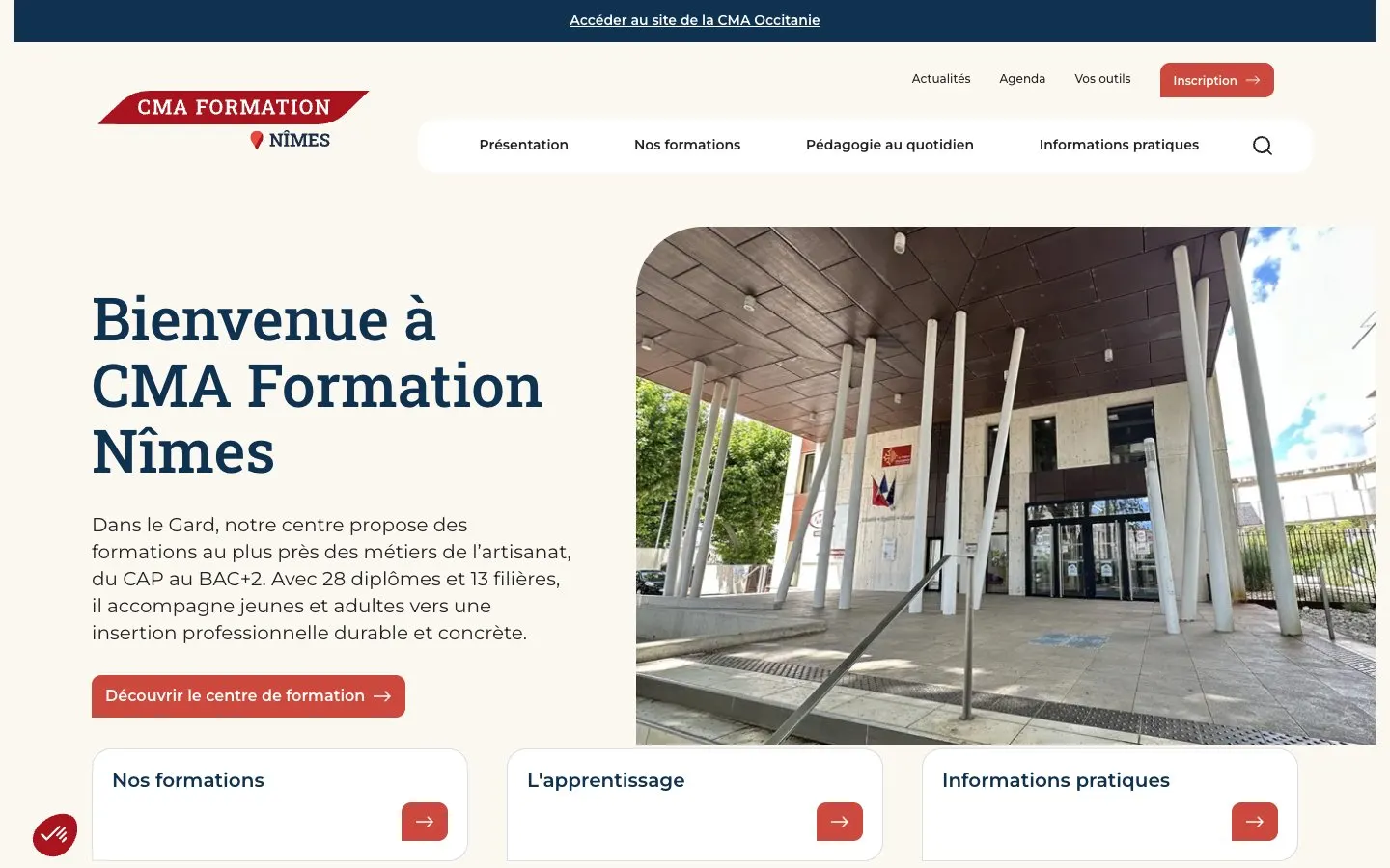 الموقع الإلكتروني لـ CMA Formation Nîmes
