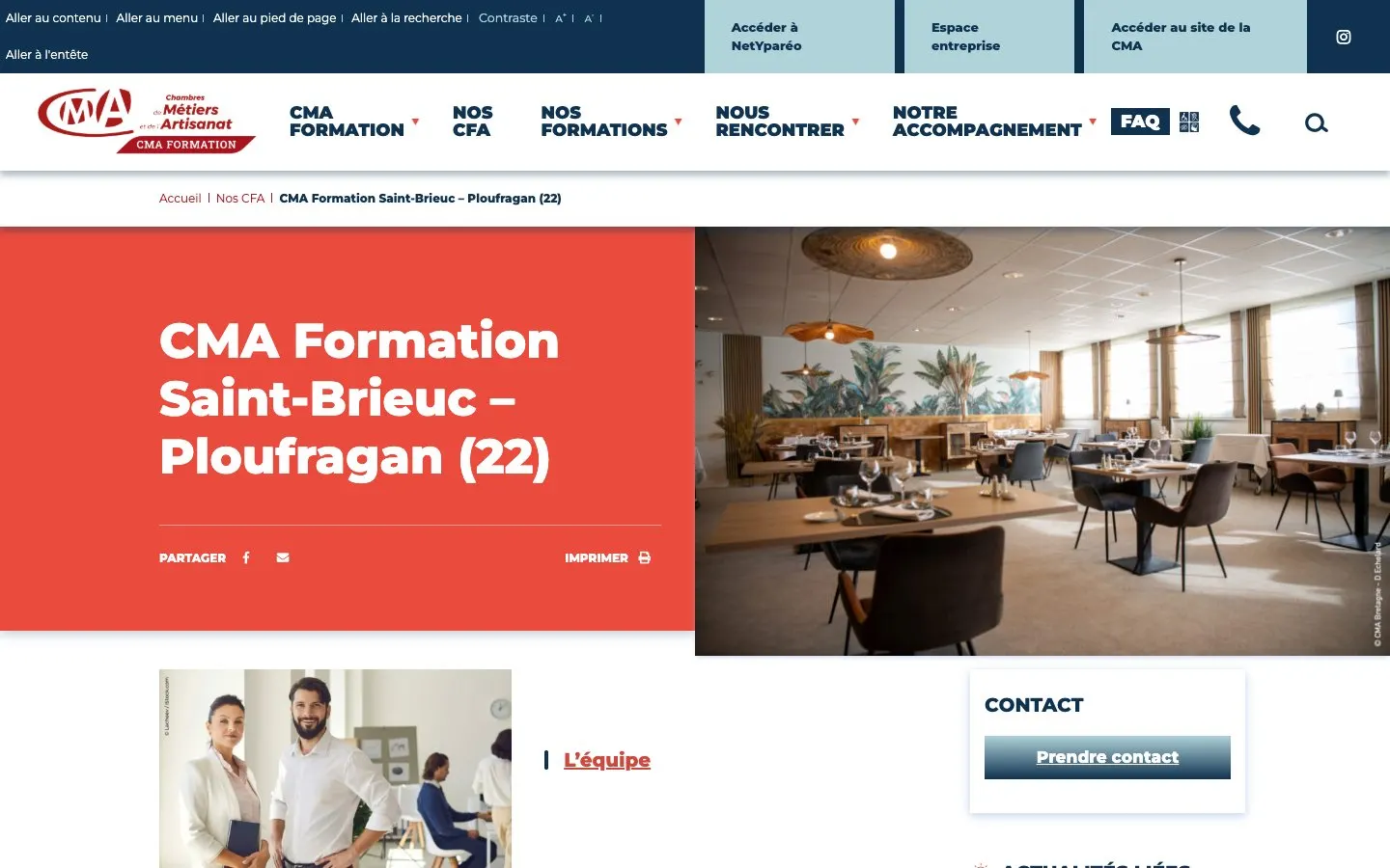 Le site de CMA Formation Saint-Brieuc – Ploufragan
