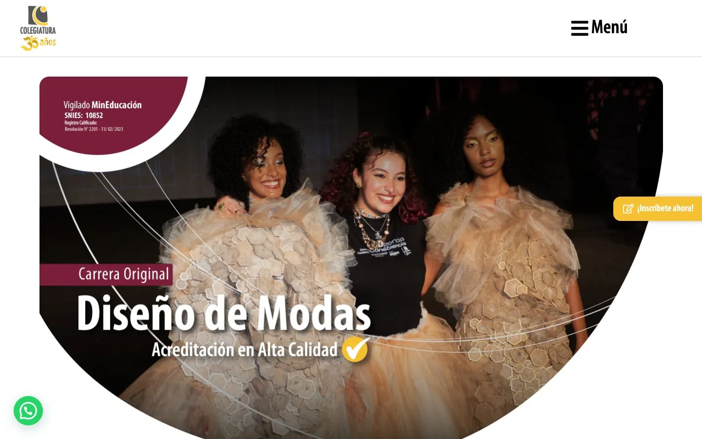 The website of Colegiatura Colombiana – Diseño de Modas