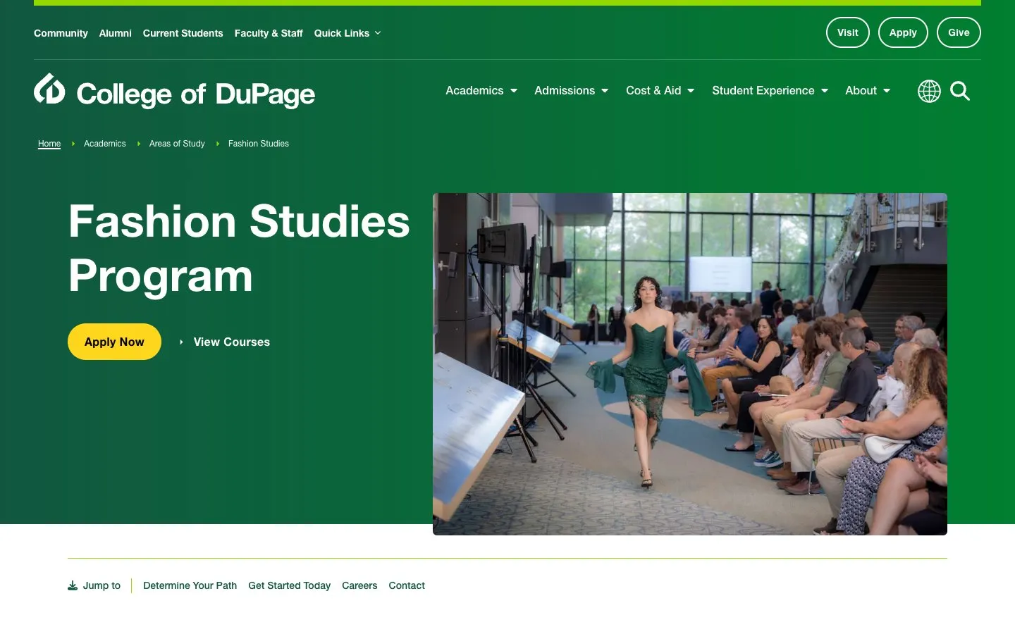 الموقع الإلكتروني لـ College of DuPage – Fashion Studies