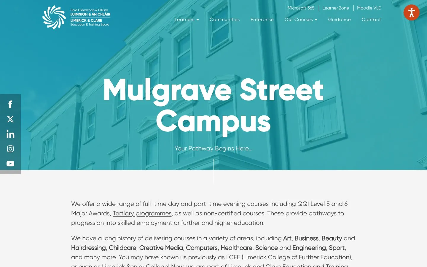 The website of College of FET – Mulgrave Street Campus