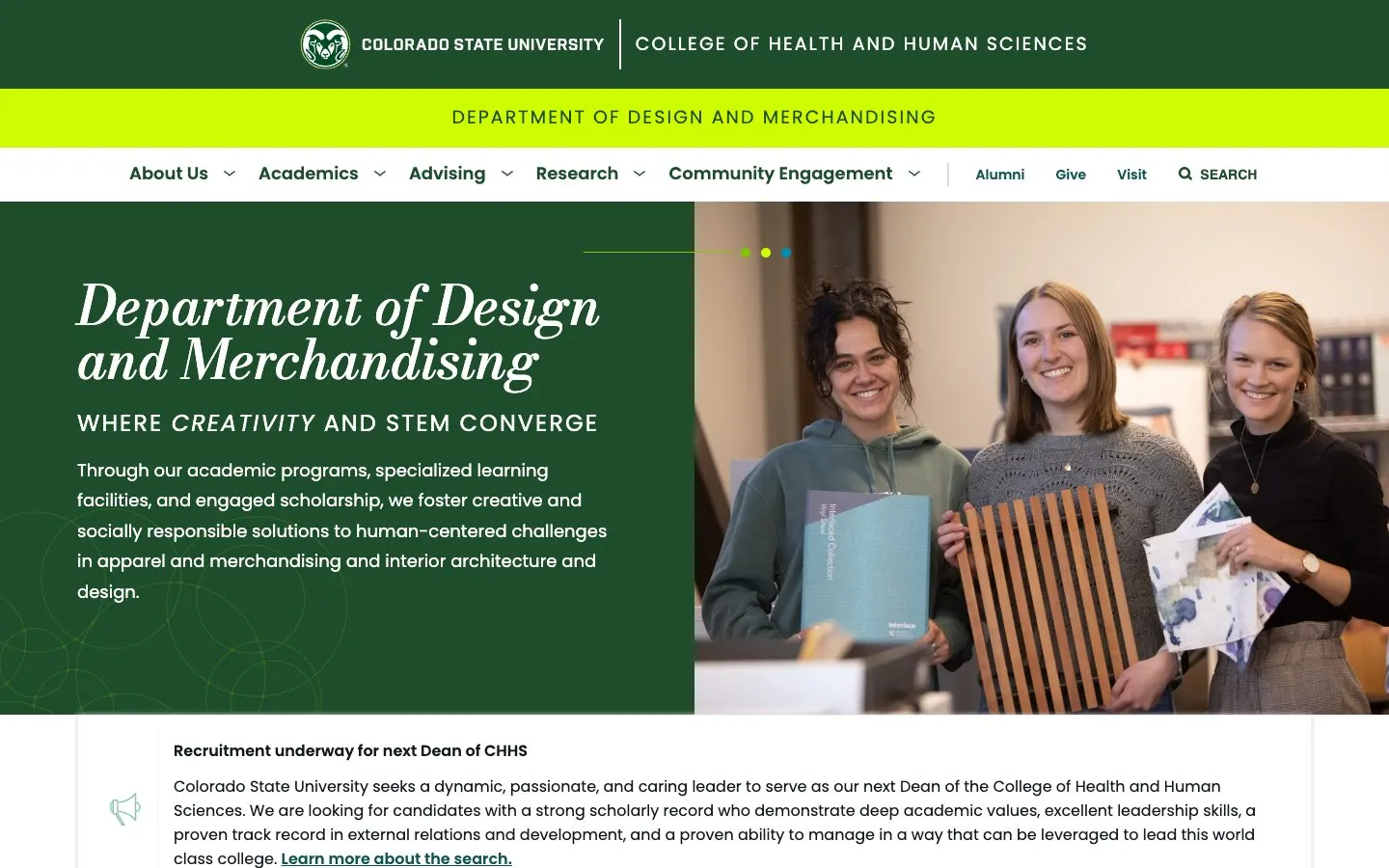Colorado State University – Department of Design and Merchandising 的网站