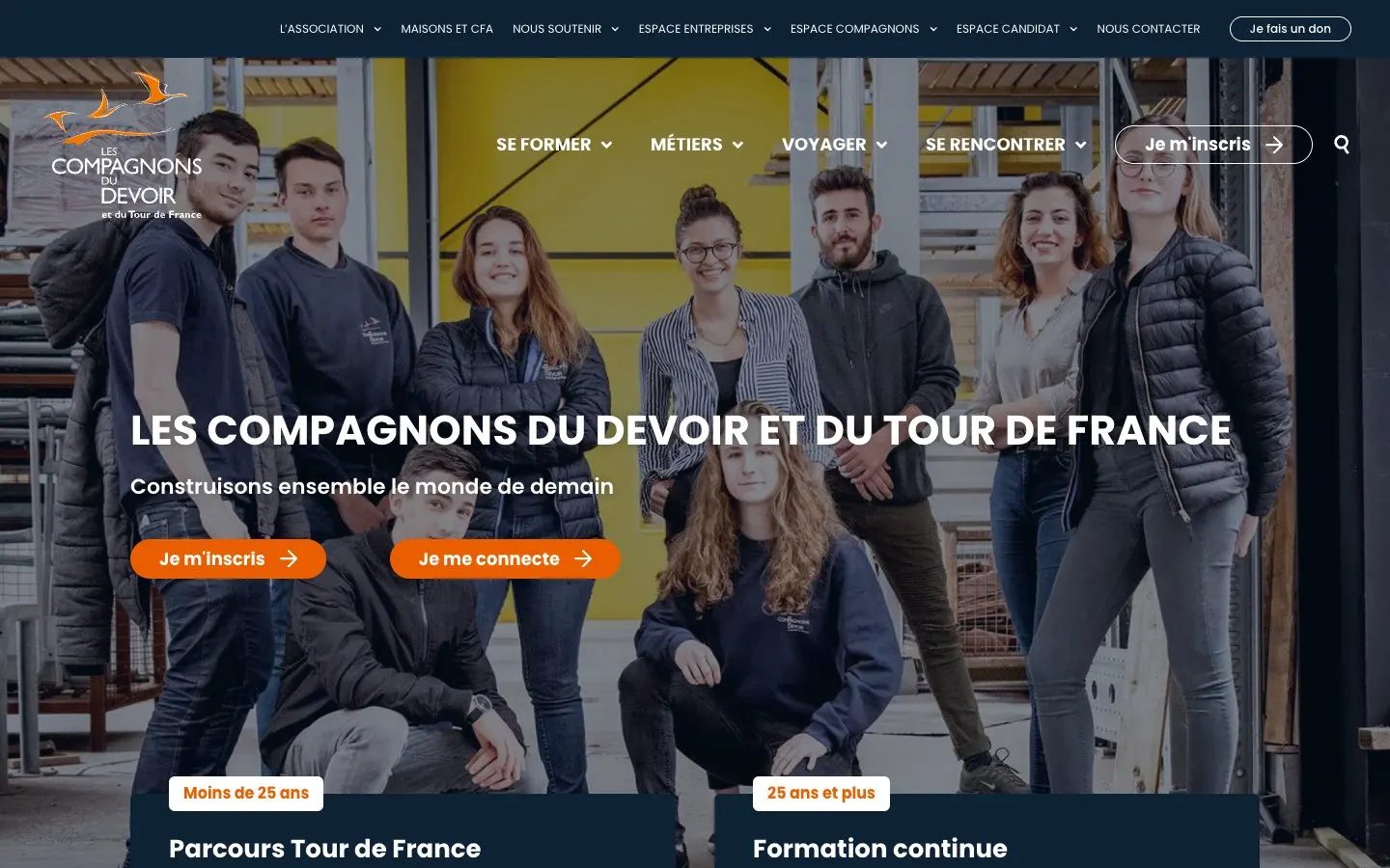 The website of Les Compagnons du Devoir et du Tour de France