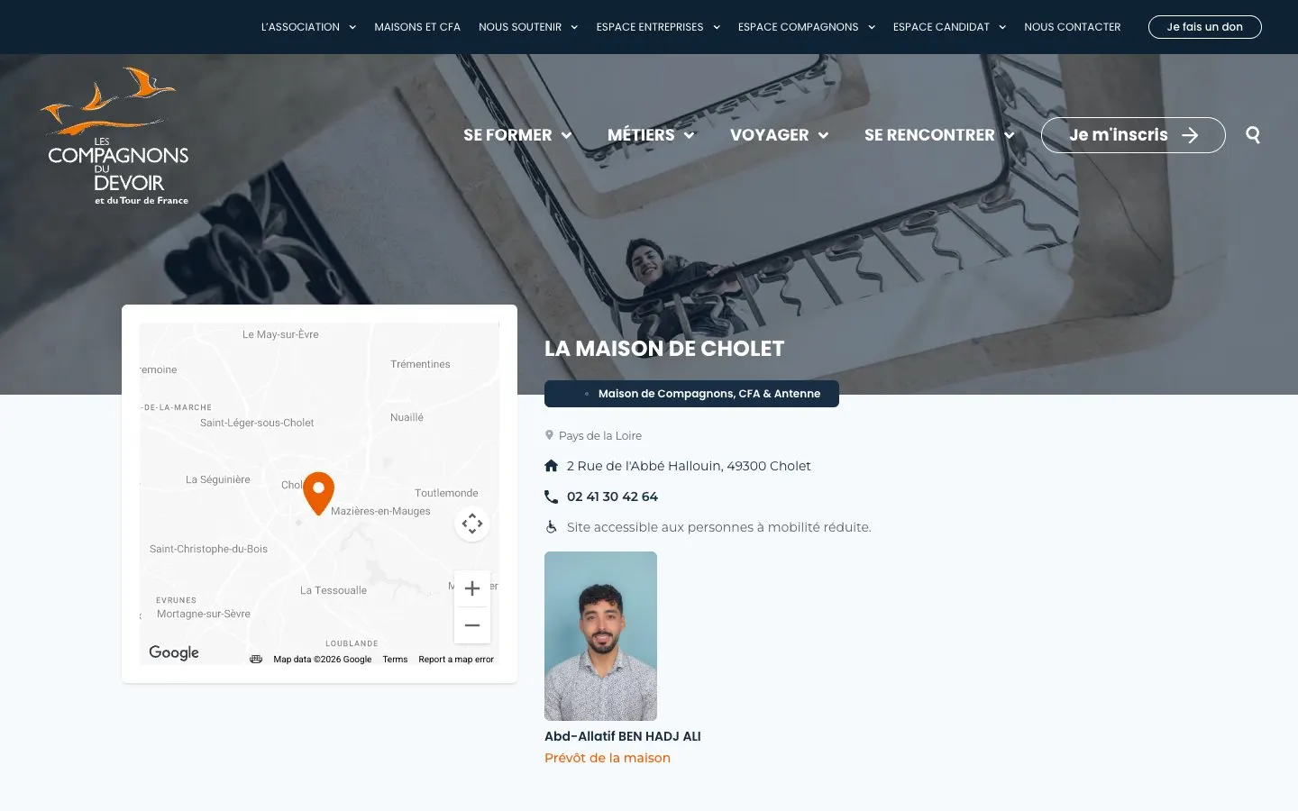 Le site de Compagnons du Devoir – maison de Cholet
