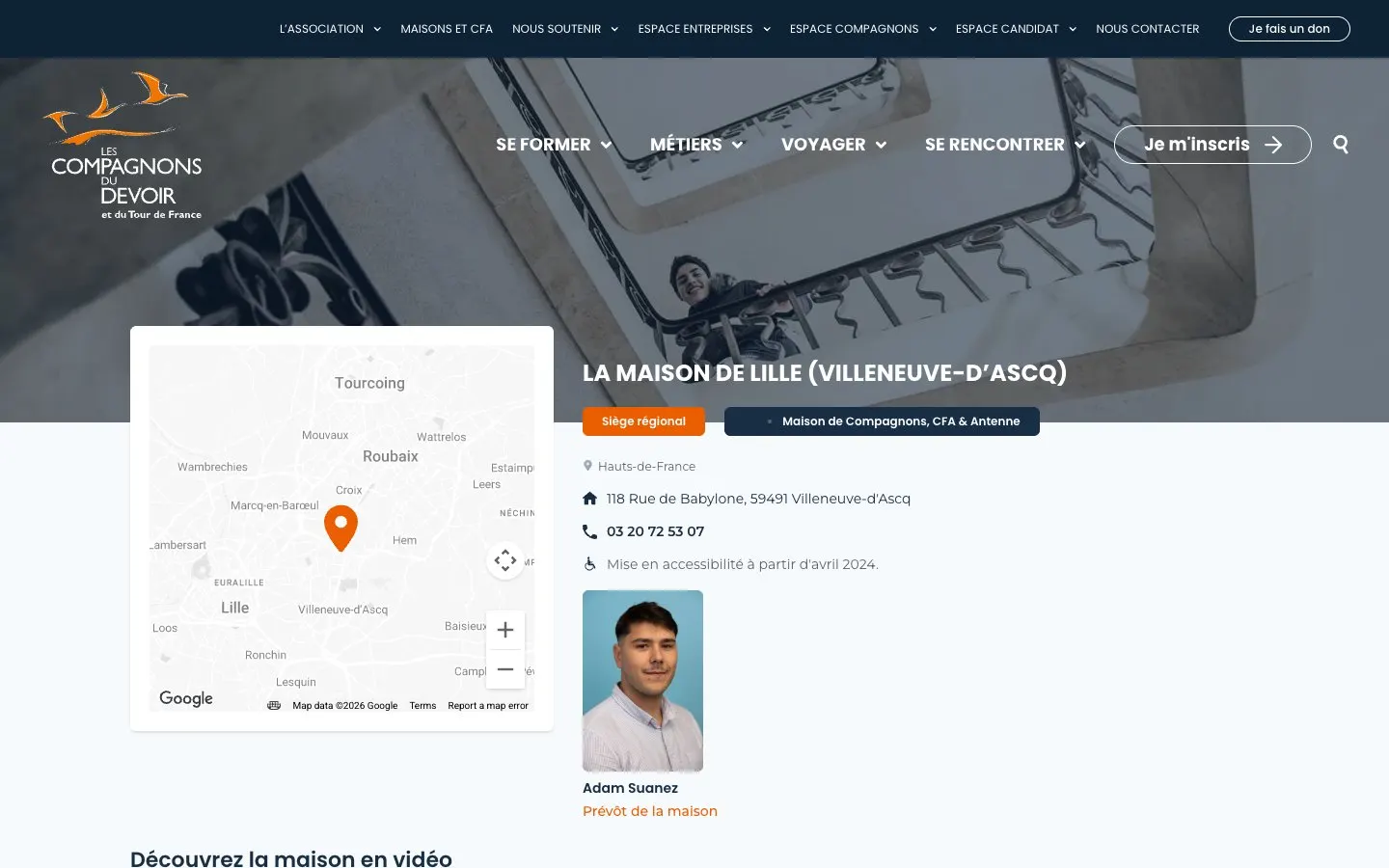 The website of Compagnons du Devoir – Maison de Lille (Villeneuve-d'Ascq)