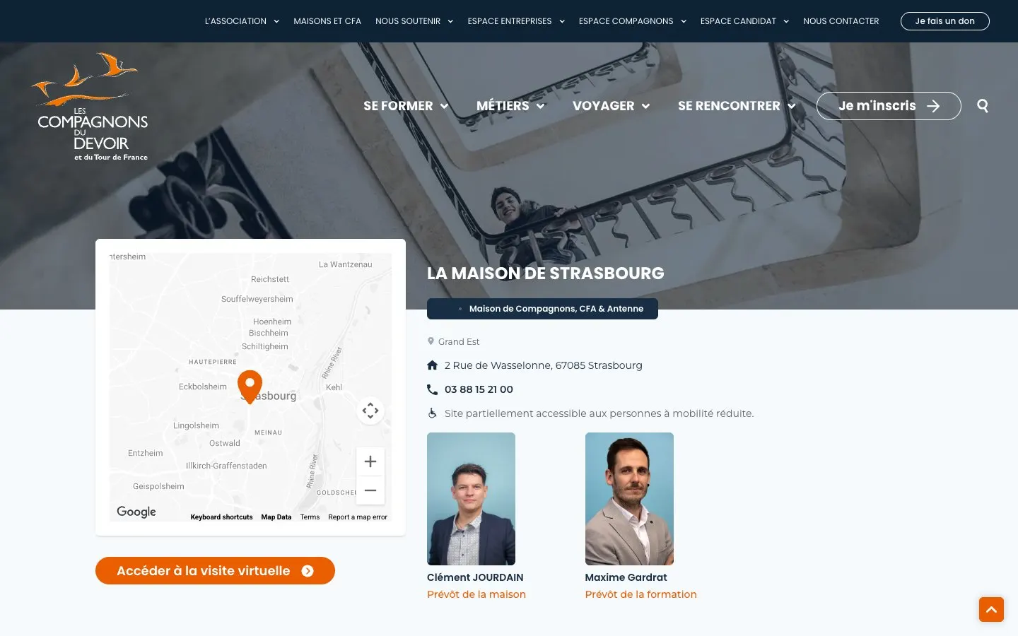 The website of Compagnons du Devoir – Maison de Strasbourg