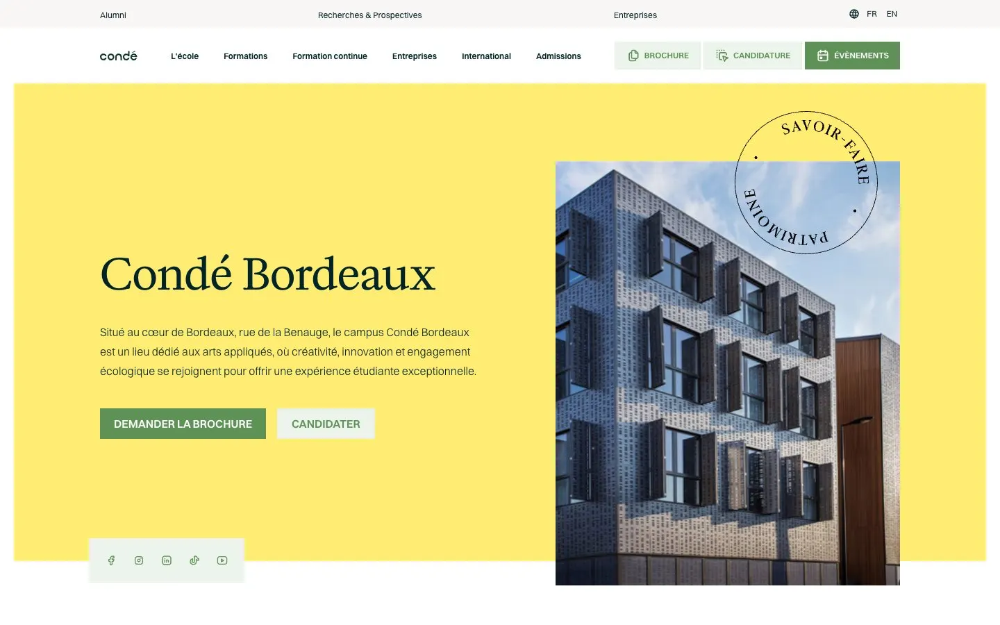 El sitio web de Condé Bordeaux