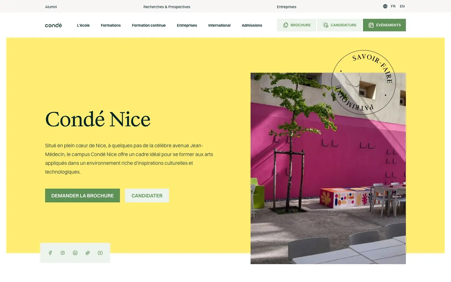 The website of Condé Nice