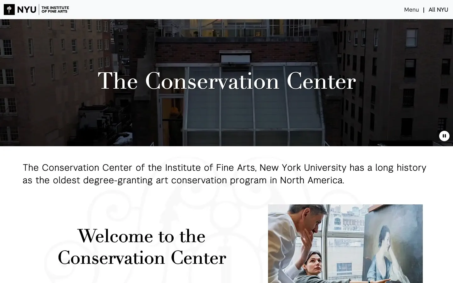 The website of Conservation Center, Institute of Fine Arts, NYU