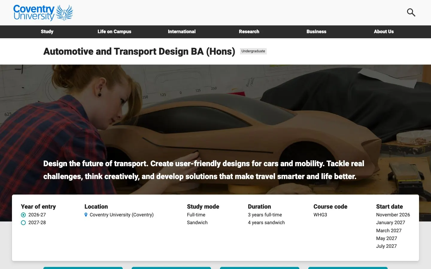 The website of Coventry University - Automotive and Transport Design