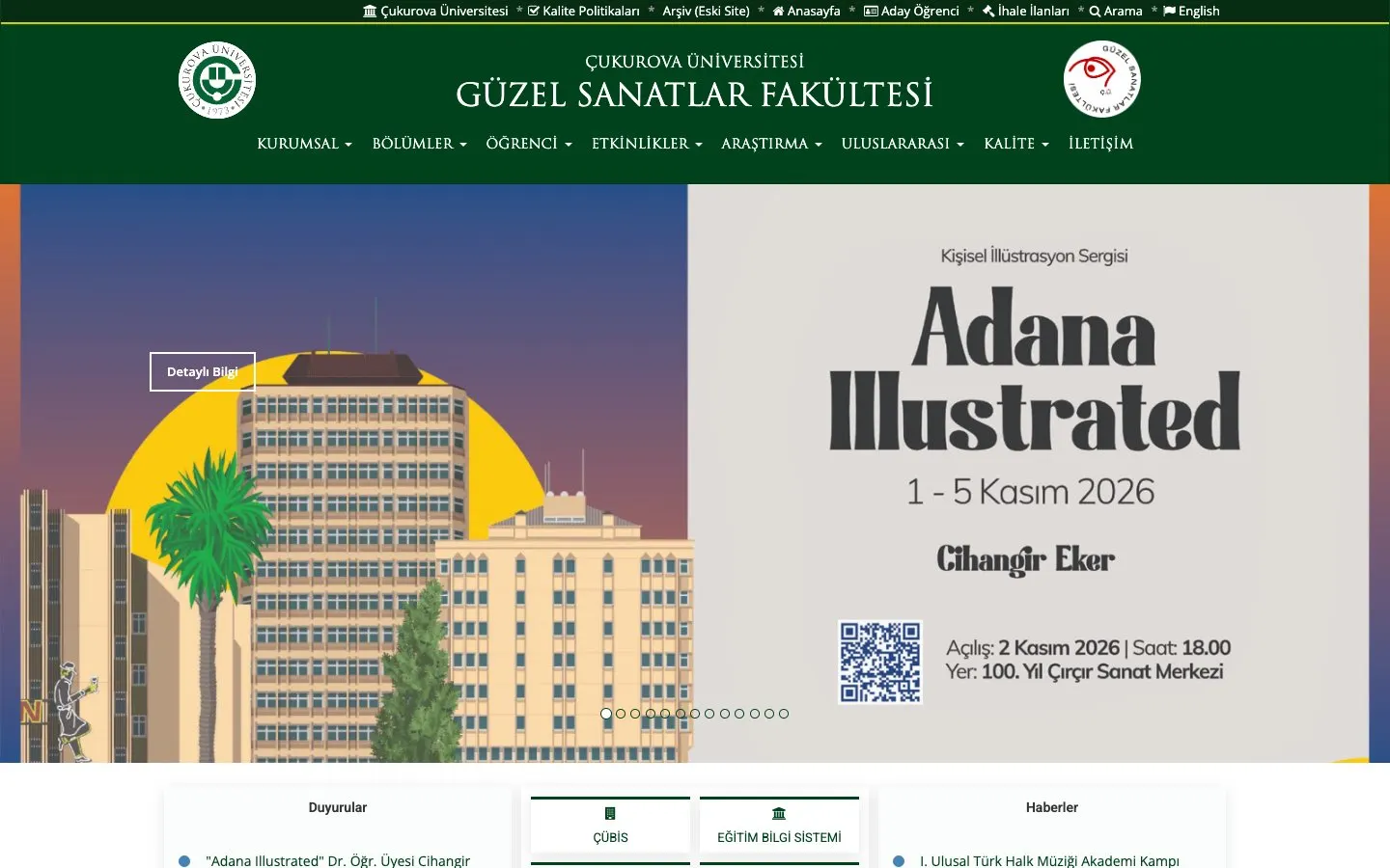 The website of Çukurova Üniversitesi – Güzel Sanatlar Fakültesi