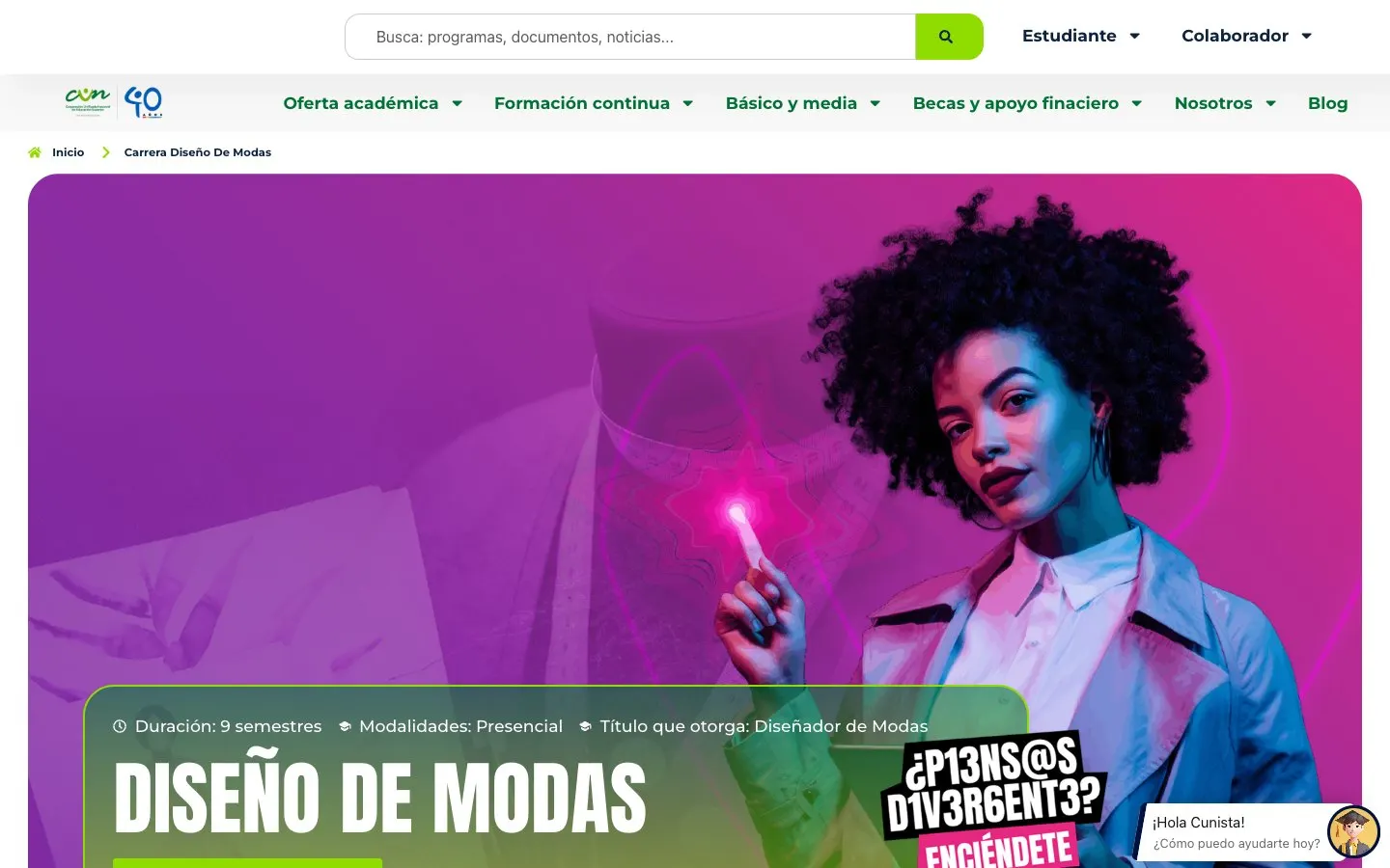 Il sito di CUN – Diseño de Modas