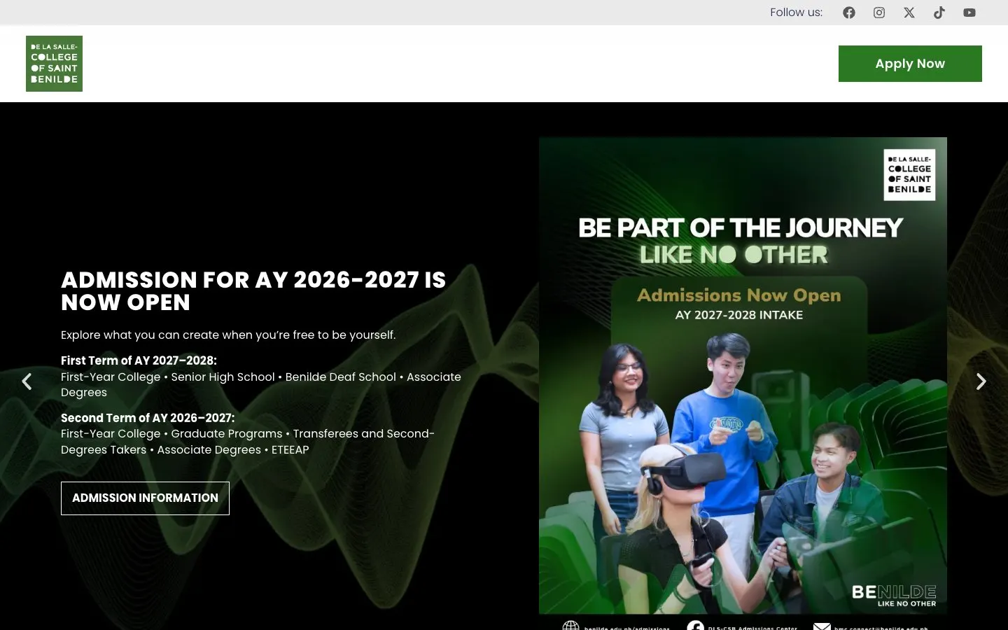 Die Website von De La Salle-College of Saint Benilde