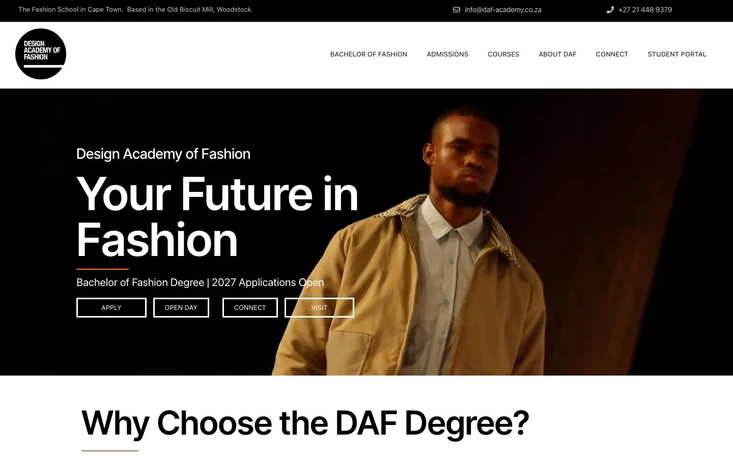 The website of Design Academy of Fashion (DAF)