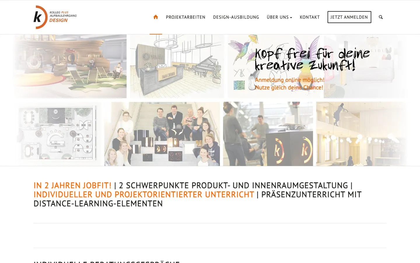 The website of Design Kolleg St. Pölten