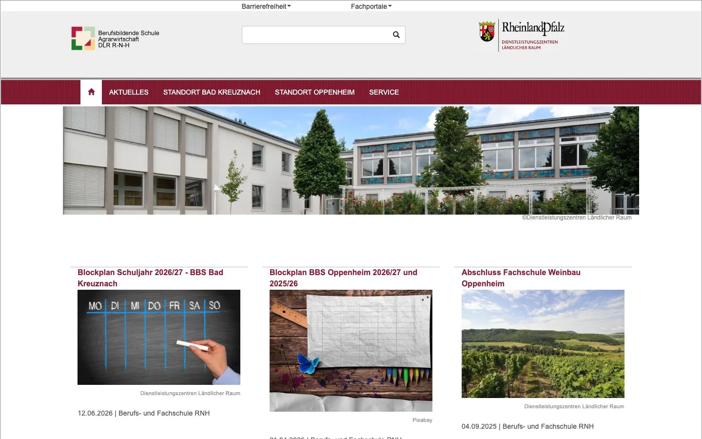Сайт школы DLR Rheinhessen-Nahe-Hunsrück – Schule Bad Kreuznach (Weinbau)