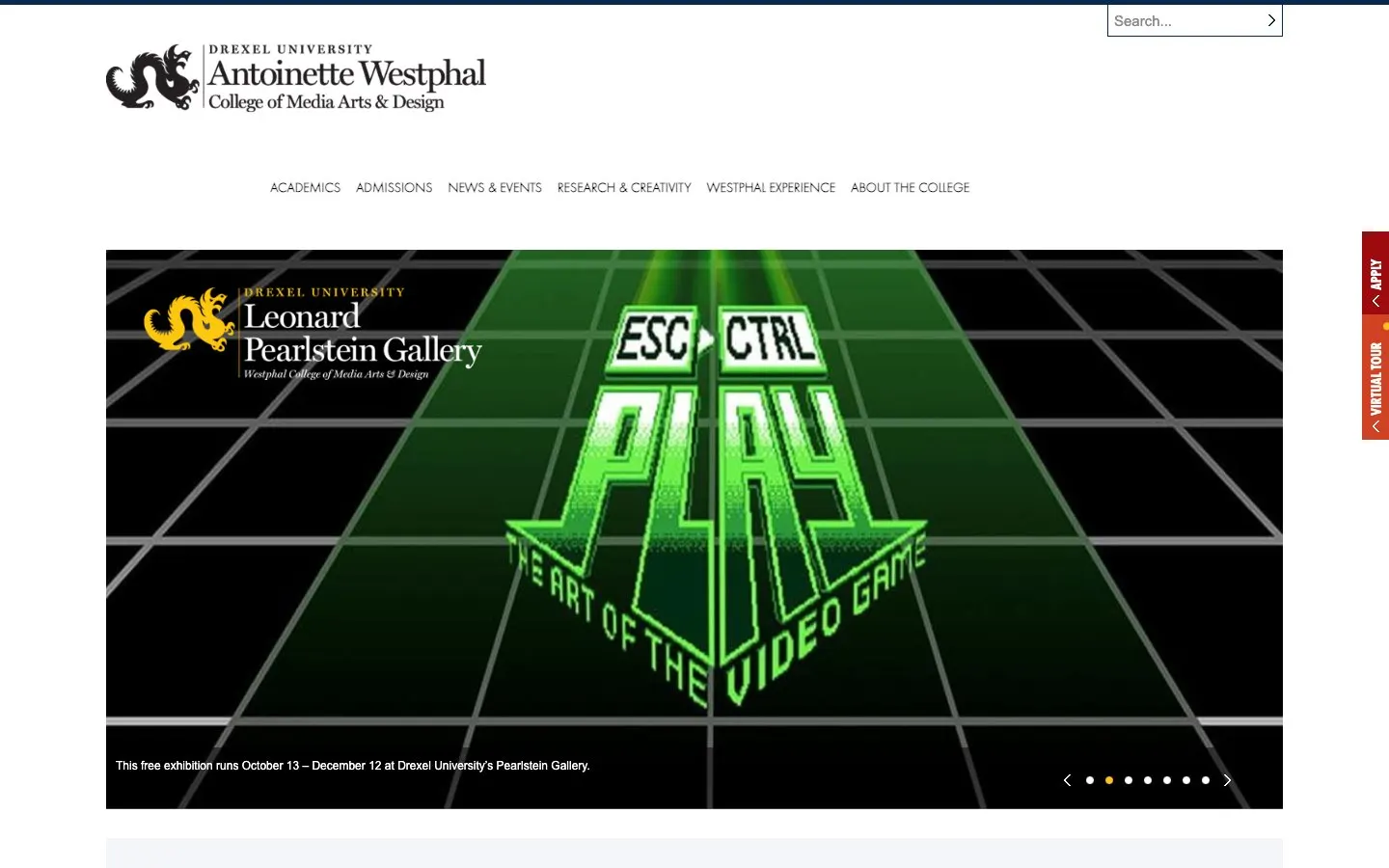 The website of Drexel University – Westphal College of Media Arts & Design