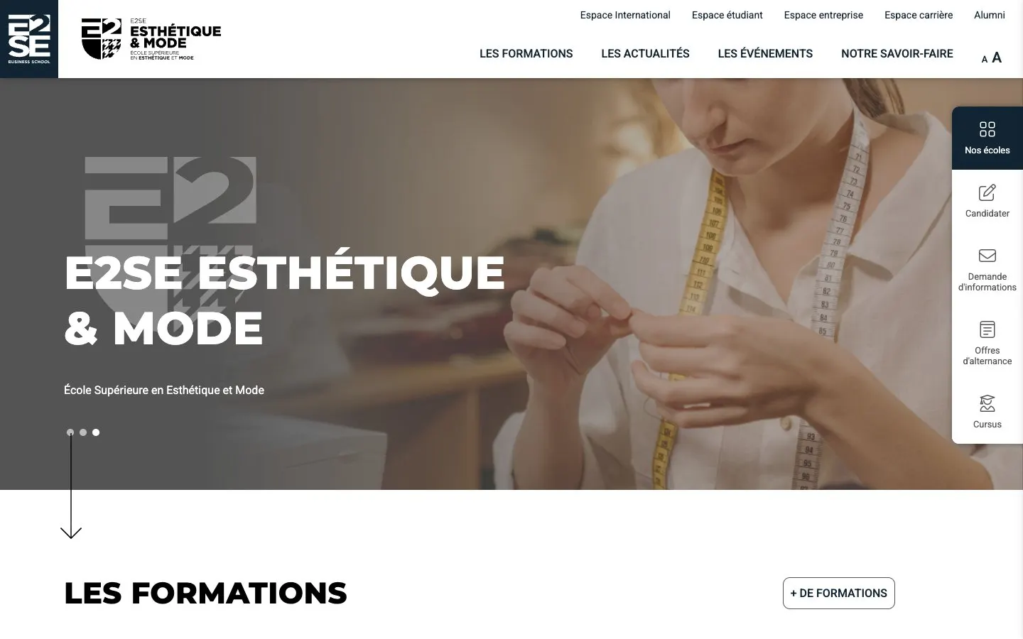 E2SE Business School – E2SE Esthétique & Mode (campus 3, Colombelles) की वेबसाइट