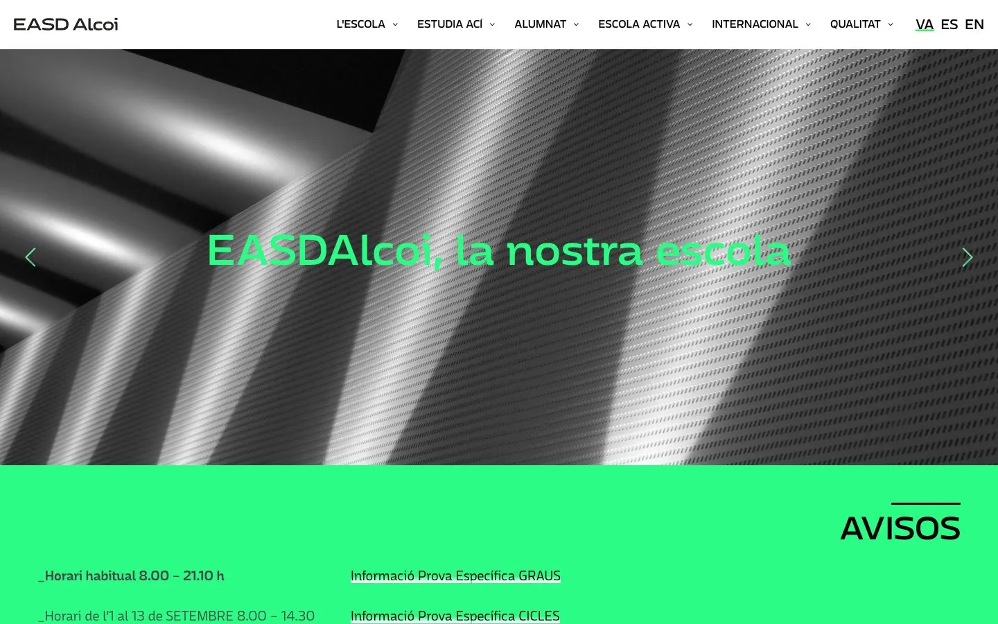 Die Website von EASD Alcoi