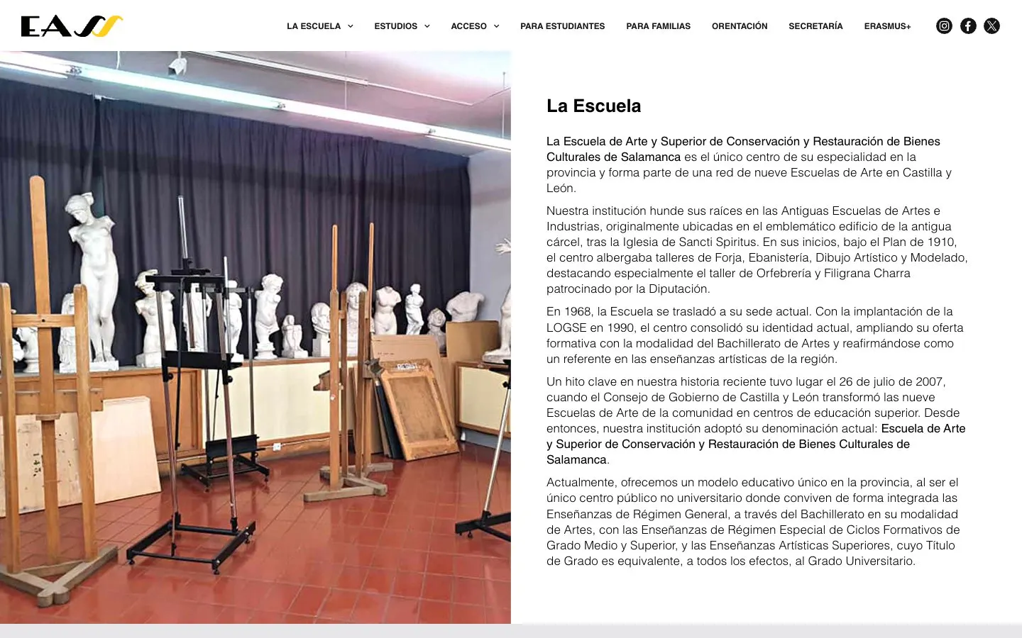 The website of EASS Salamanca