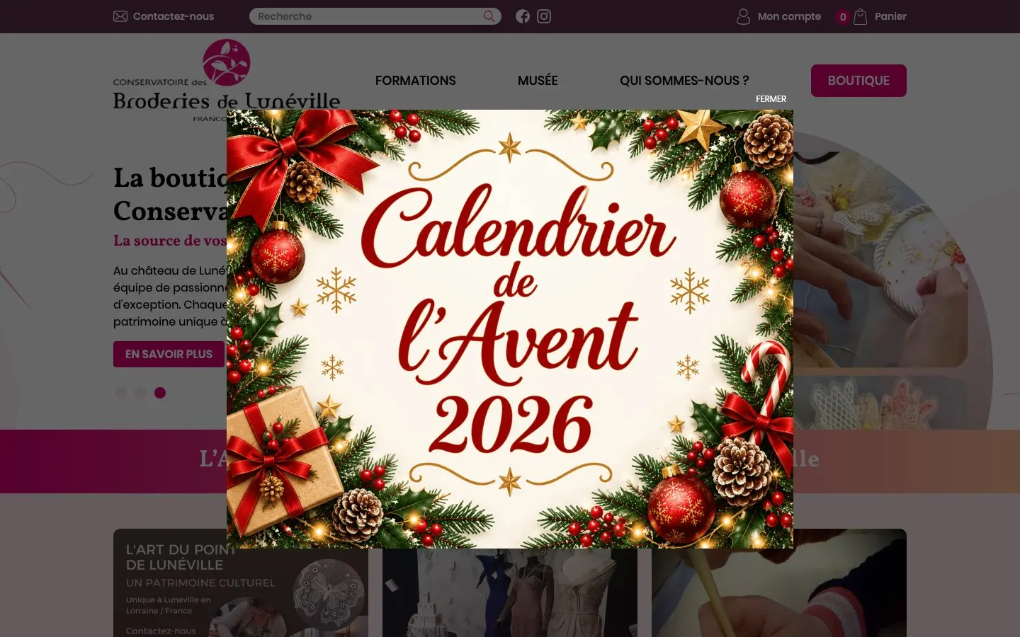 The website of École de broderie du Conservatoire des broderies de Lunéville