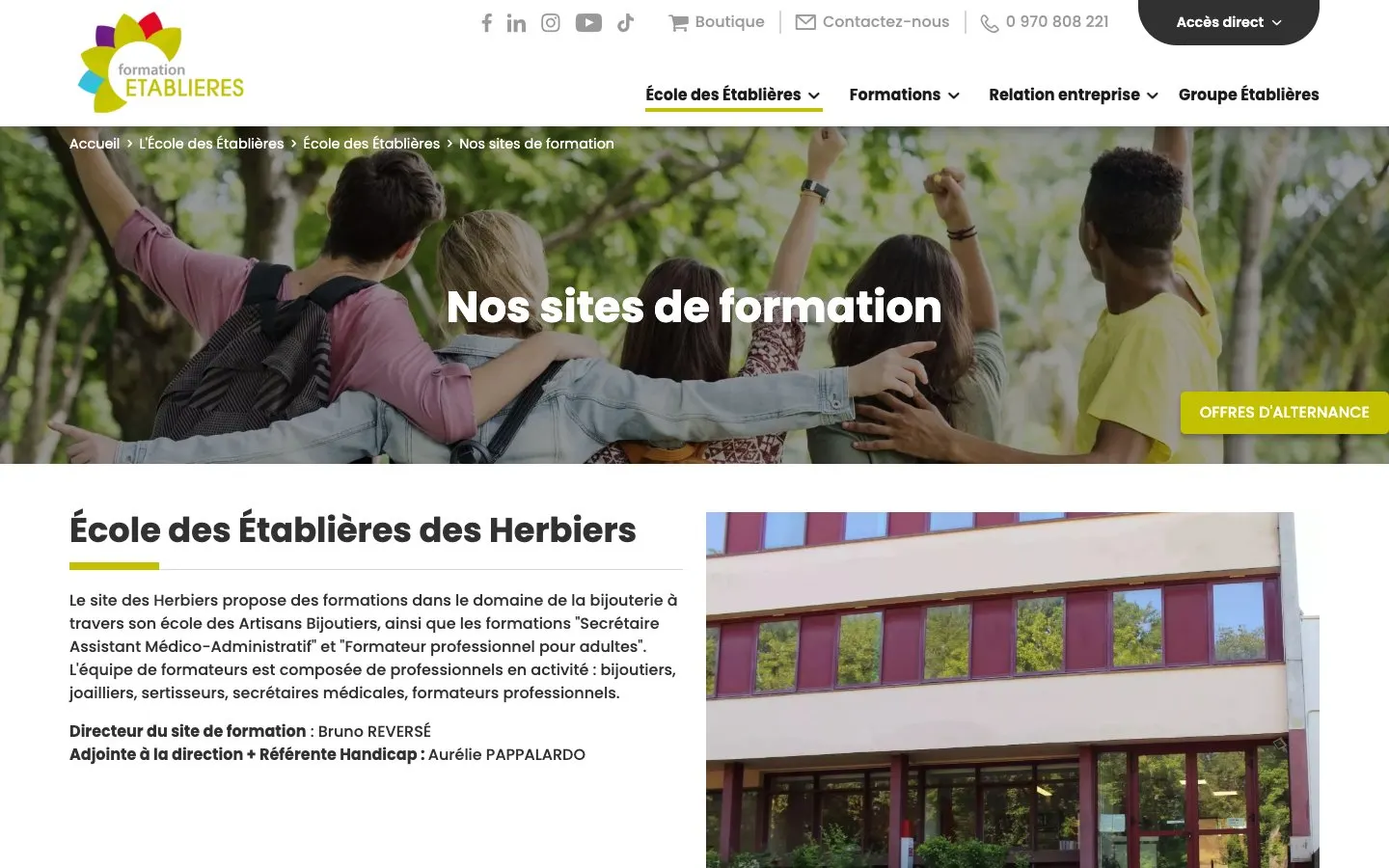 Le site de École des Établières – Les Herbiers