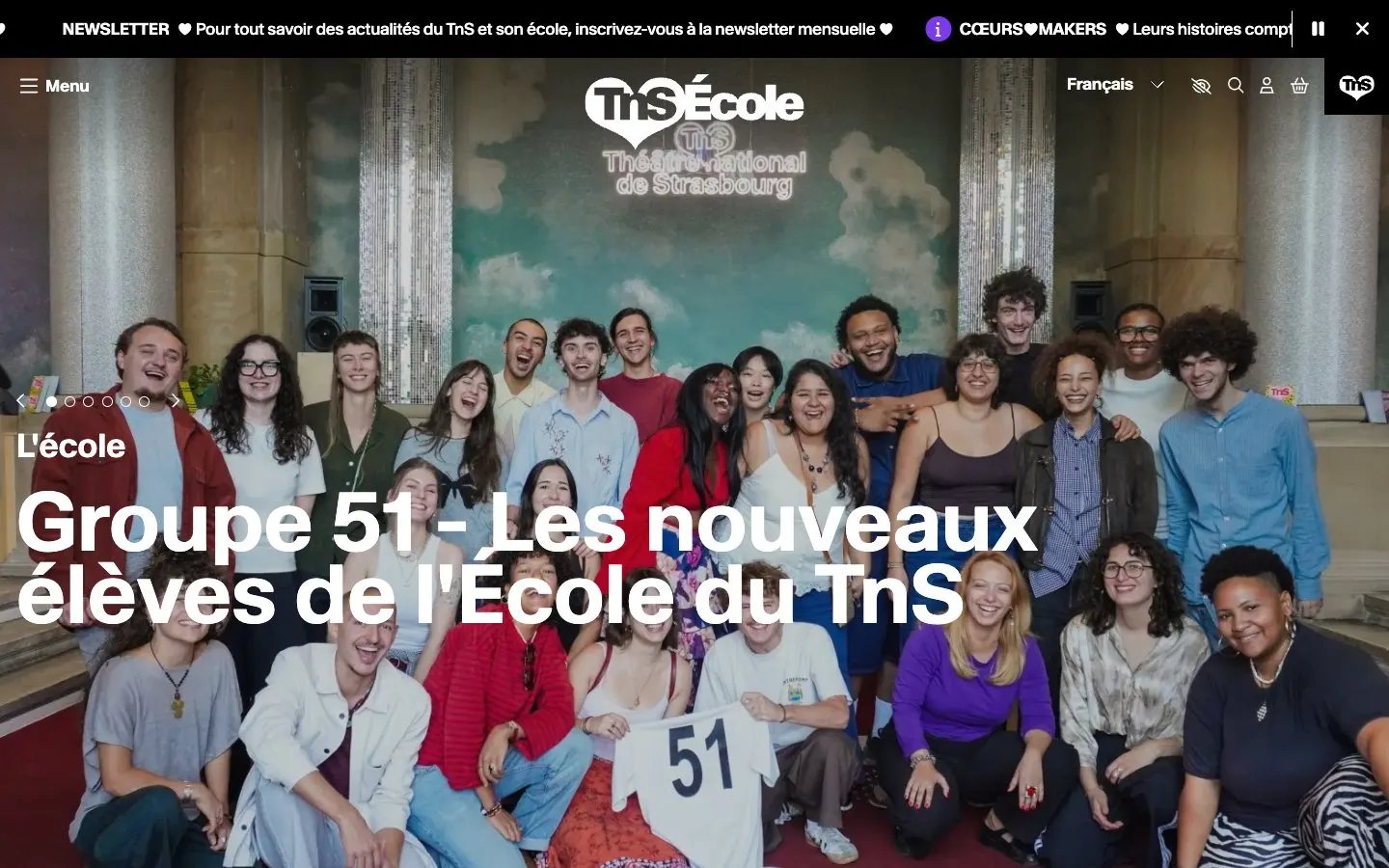 The website of École du Théâtre National de Strasbourg