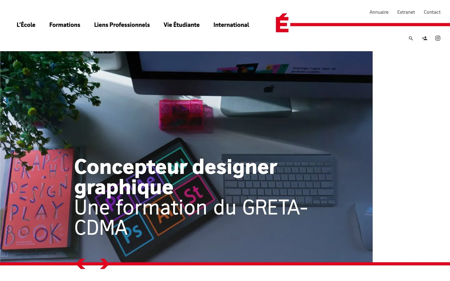 Die Website von École Estienne