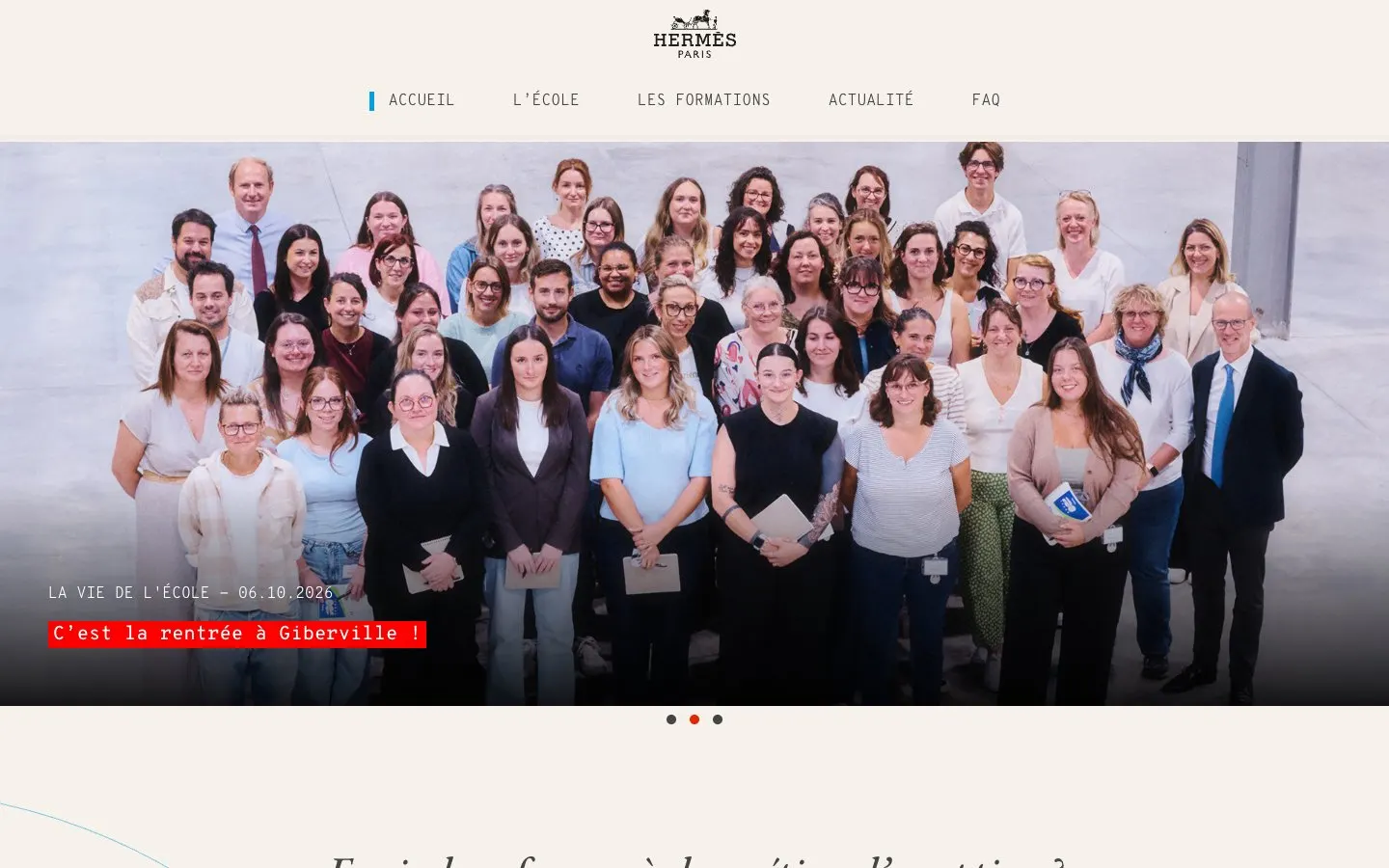 الموقع الإلكتروني لـ École Hermès des savoir-faire de la Vallée de l'Orne