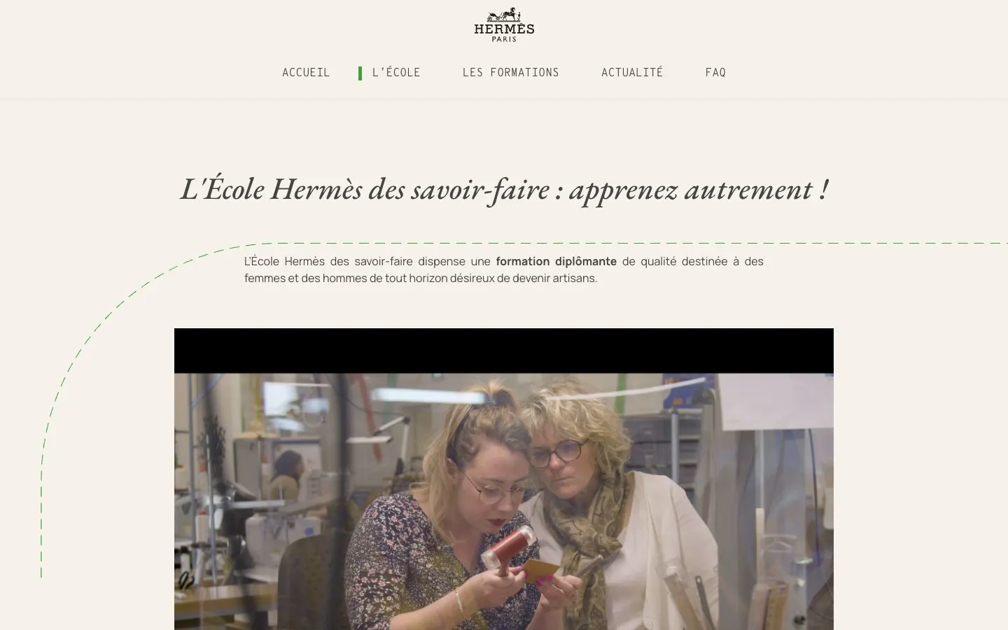 Die Website von École Hermès des savoir-faire – Montereau