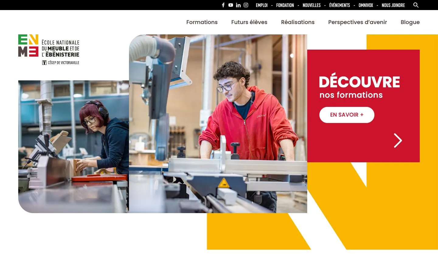 The website of École nationale du meuble et de l'ébénisterie (ENME)