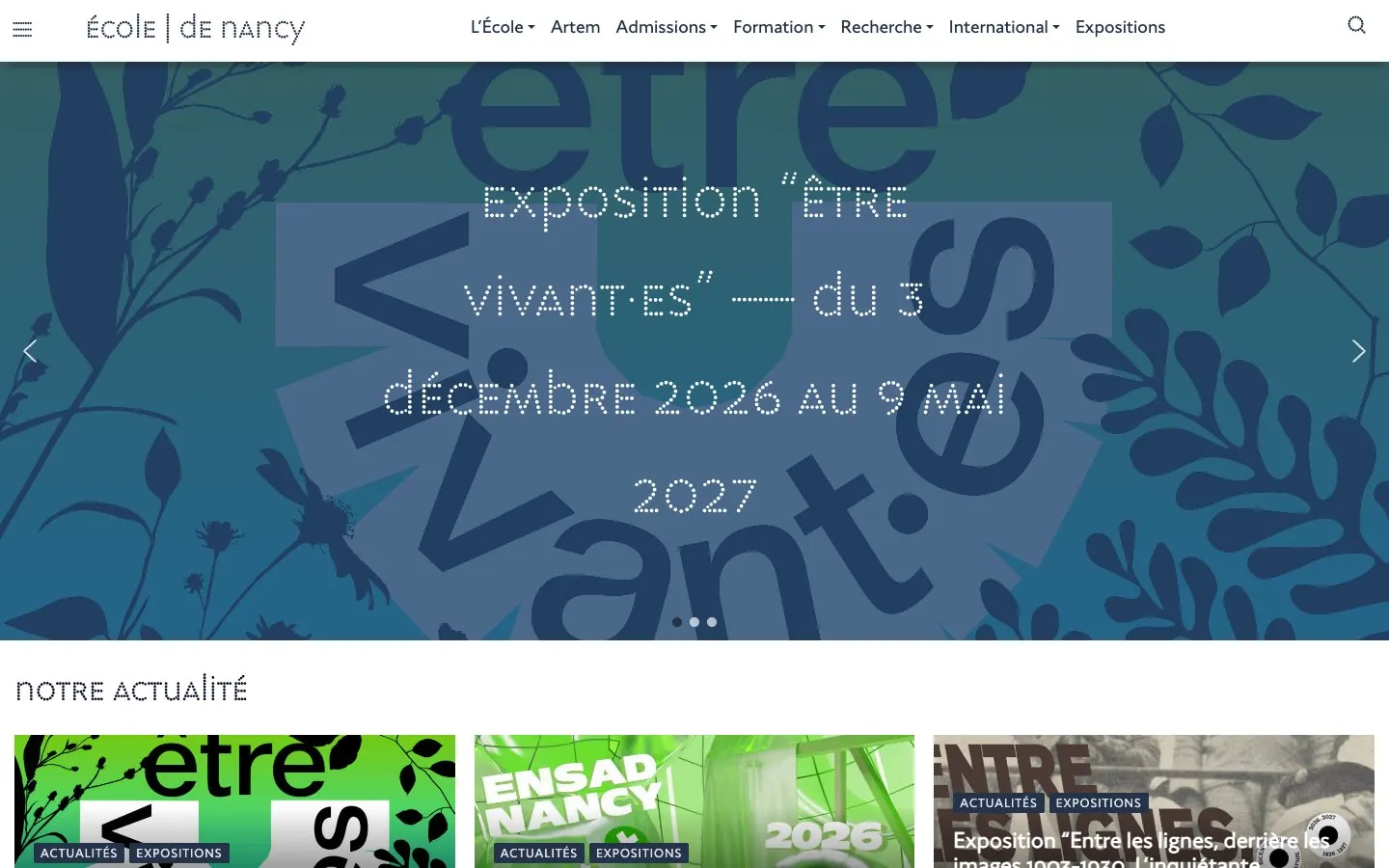 École nationale supérieure d’art et de design de Nancy (Ensad Nancy) 的网站