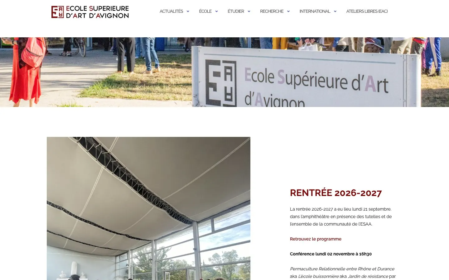 The website of École supérieure d'art d'Avignon (ESAA)