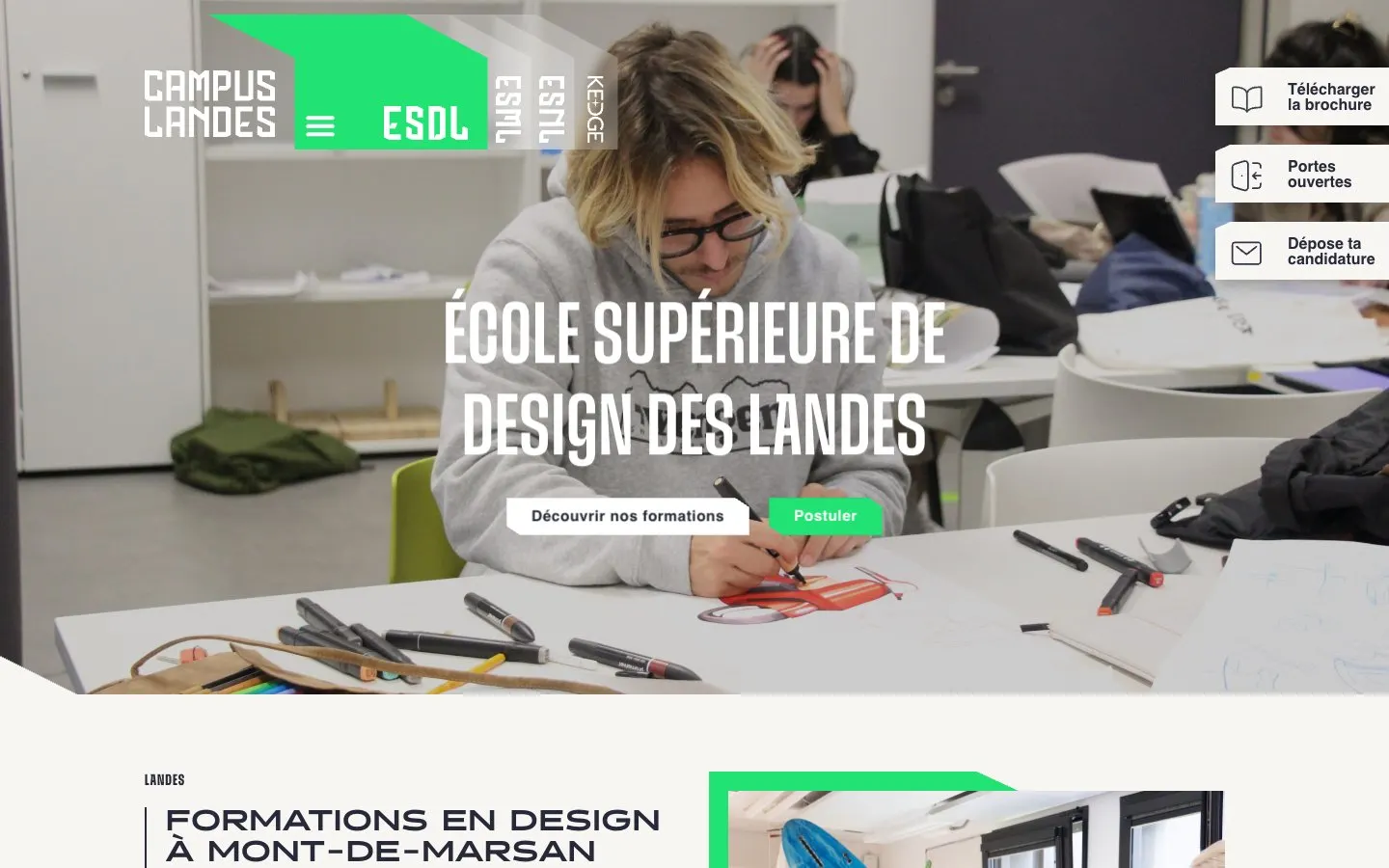 École Supérieure de Design des Landes (ESDL) की वेबसाइट