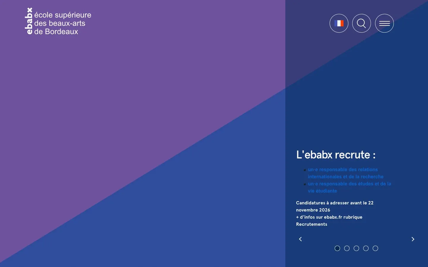 El sitio web de École supérieure des beaux-arts de Bordeaux (ebabx)