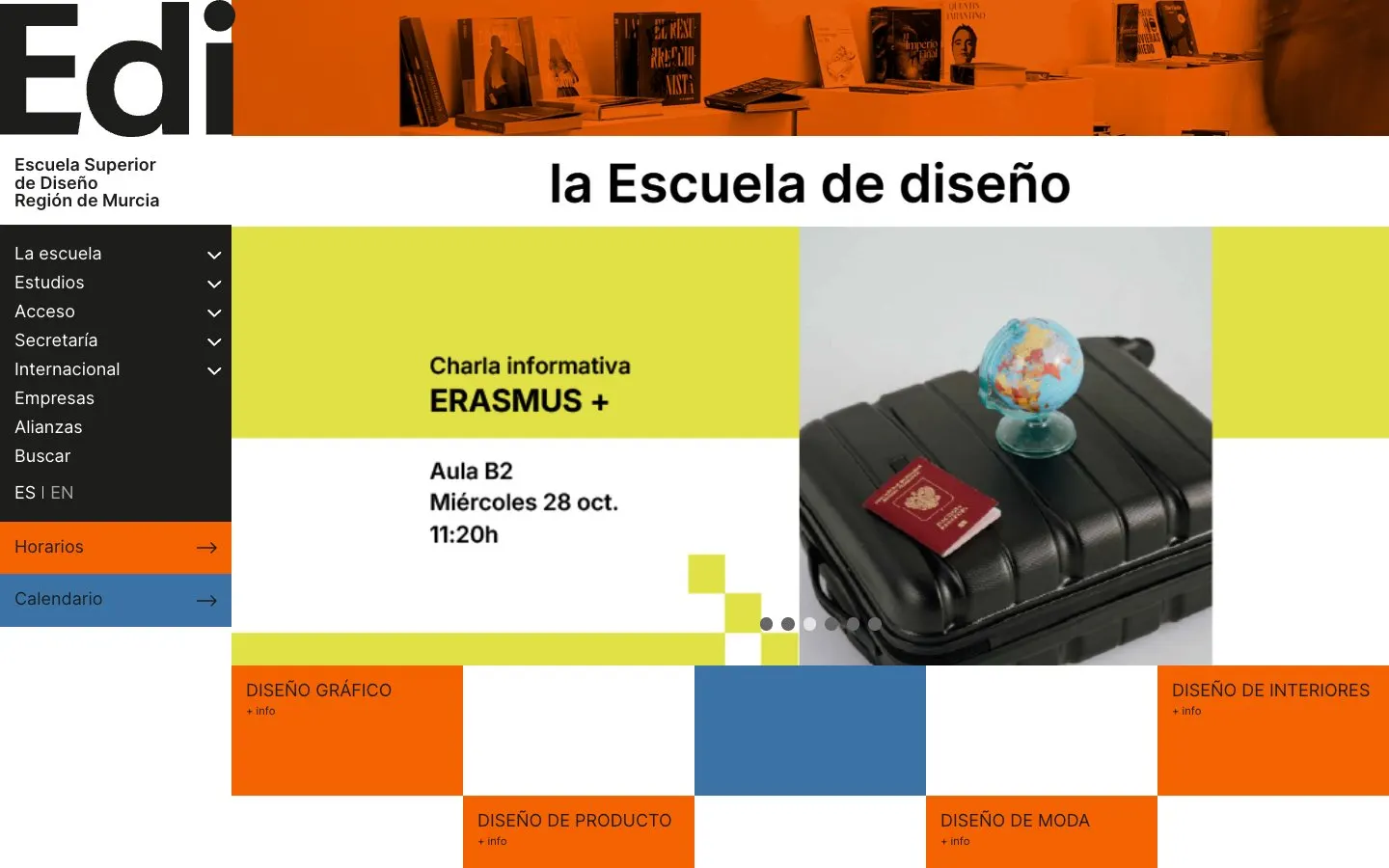Die Website von Edi – Escuela Superior de Diseño de la Región de Murcia