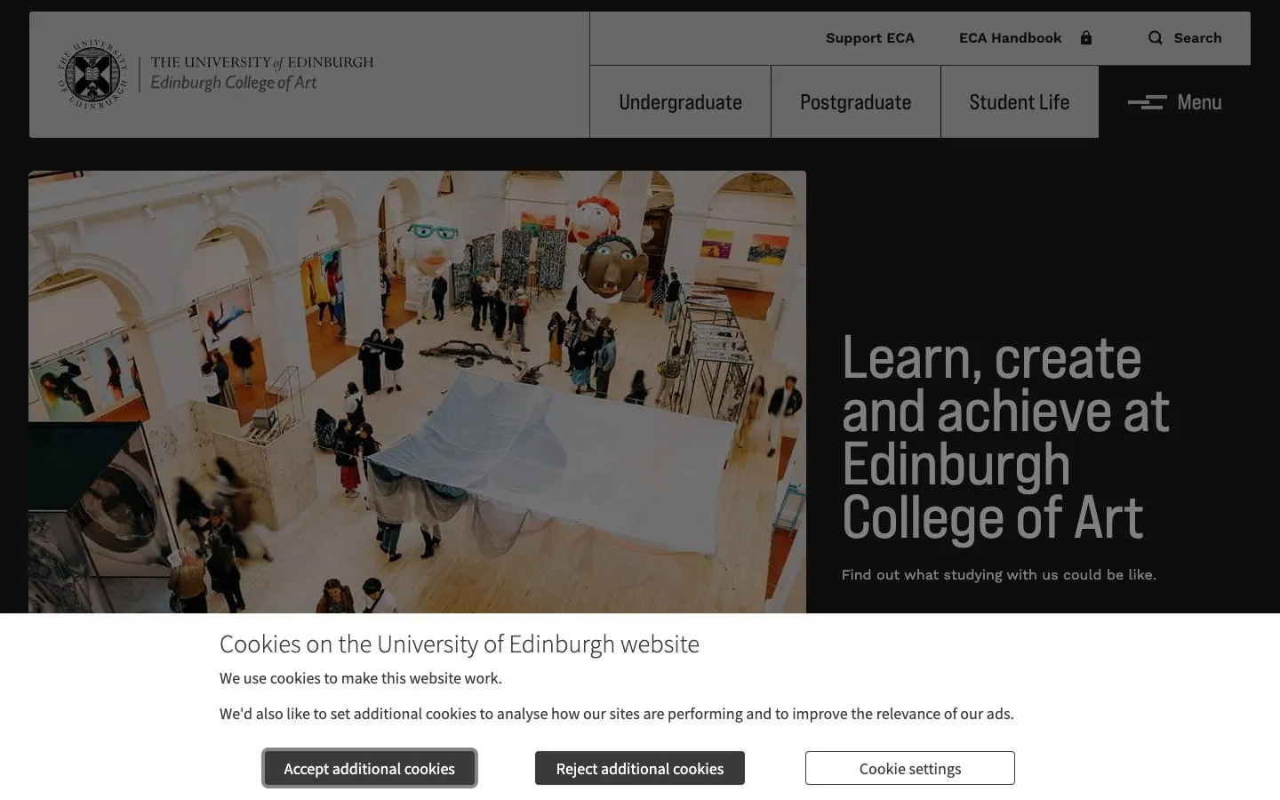 Edinburgh College of Art की वेबसाइट