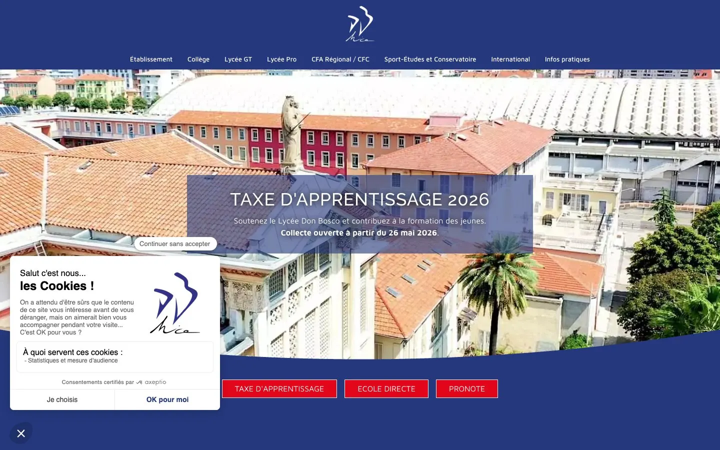 Il sito di Ensemble scolaire Don Bosco Nice – Lycée professionnel