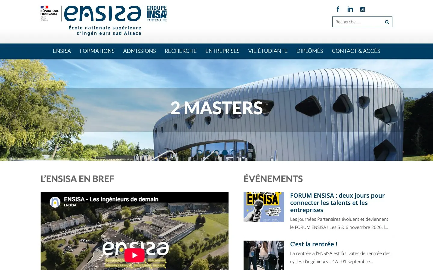The website of ENSISA – École Nationale Supérieure d’Ingénieurs Sud-Alsace
